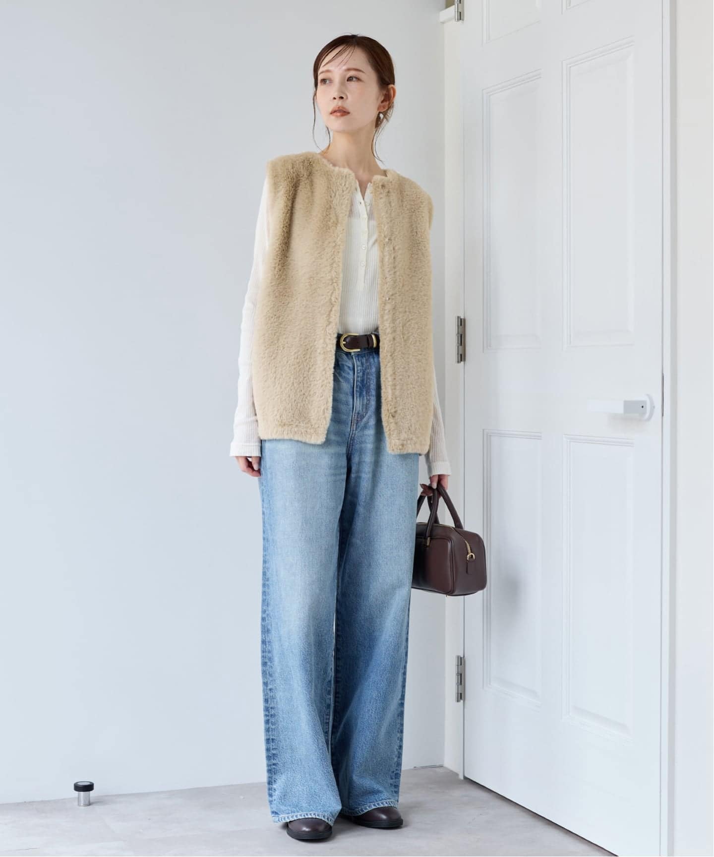 WEB限定追加3》ダブルフェイスフェザークルーネックベスト（ベスト