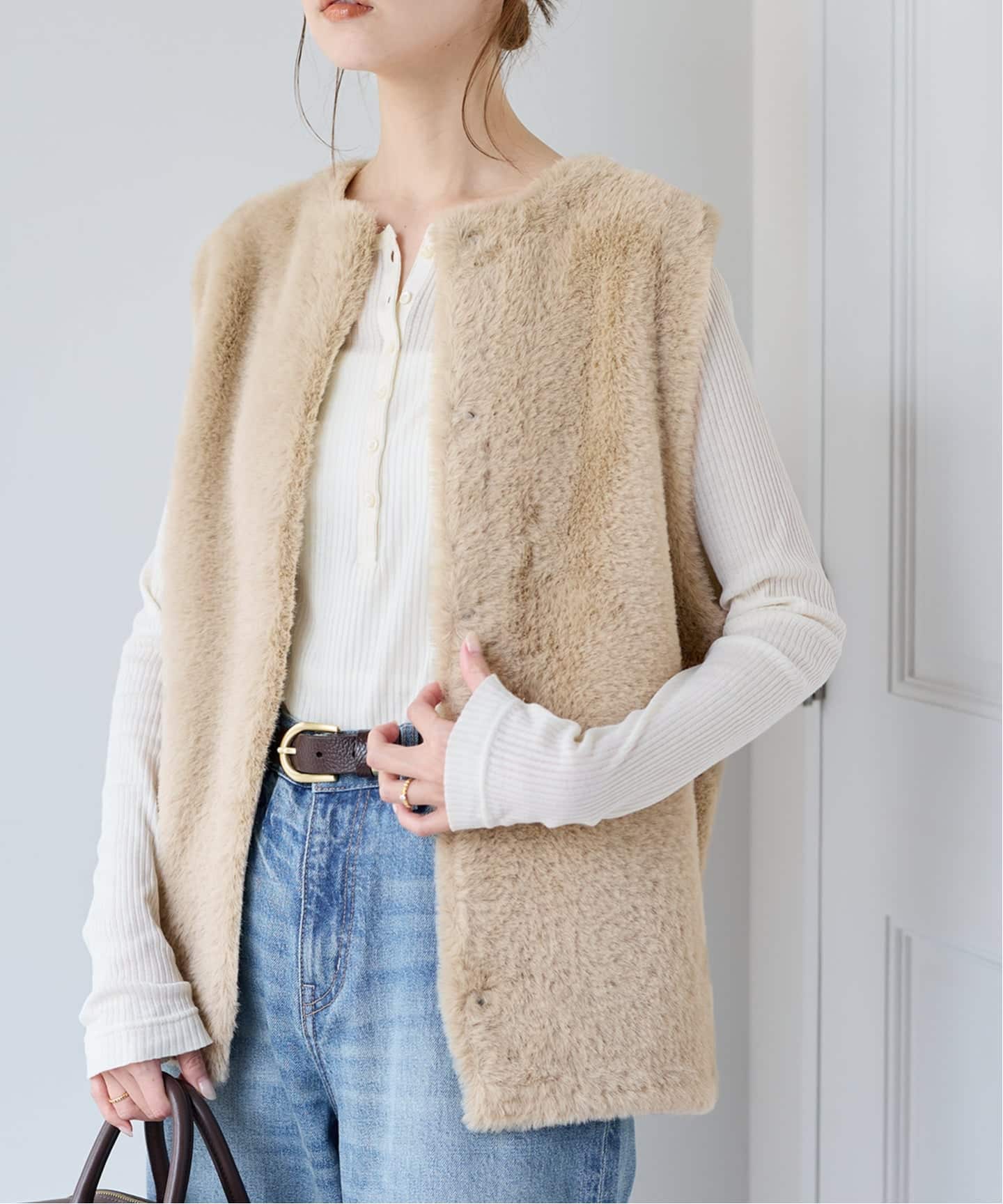 訳あり人気商品✨ジャーナルスタンダード　ダブルフェイスフェザークルーネックベスト WEB限定追加3》ダブルフェイスフェザークルーネックベスト（ベスト