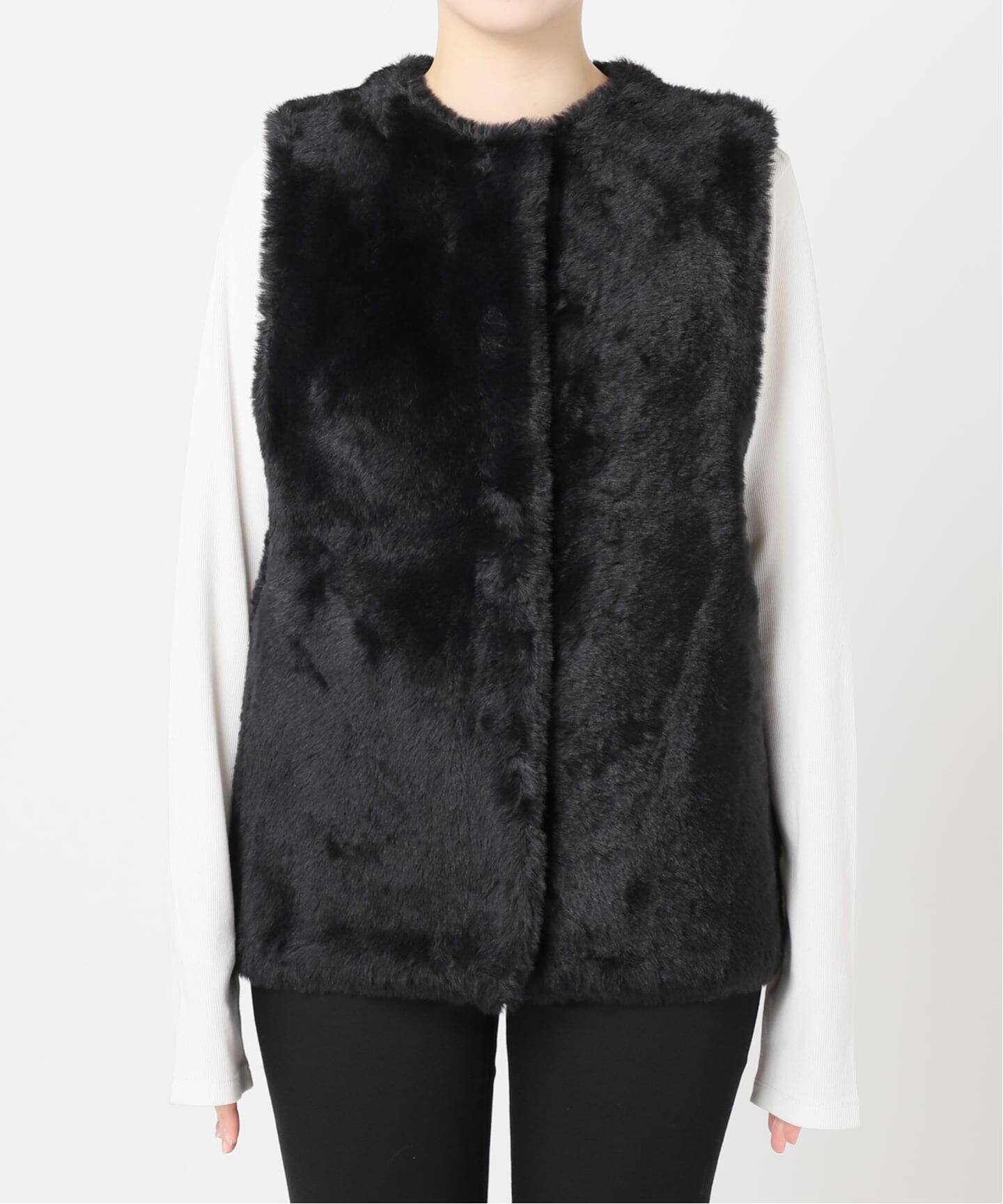 WEB限定追加予約3》ダブルフェイスフェザークルーネックベスト（ベスト