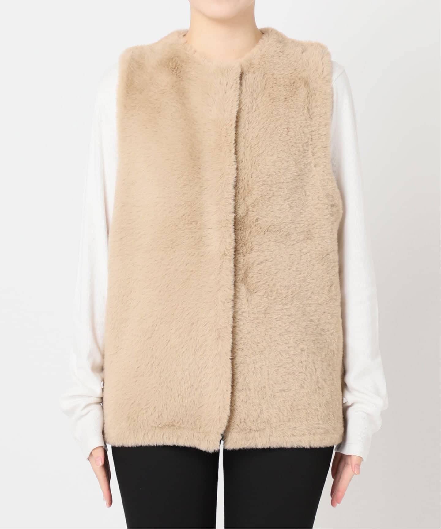 WEB限定追加予約3》ダブルフェイスフェザークルーネックベスト（ベスト