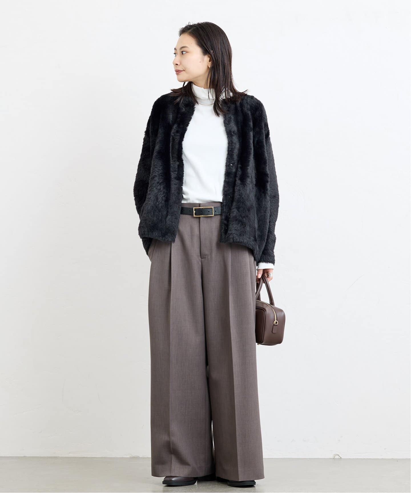 JOURNAL STANDARD ダブルフェイスフェザークルーネックカーディガン JOURNAL STANDARD カーディガン 「追加」ダブルフェイスフェザー