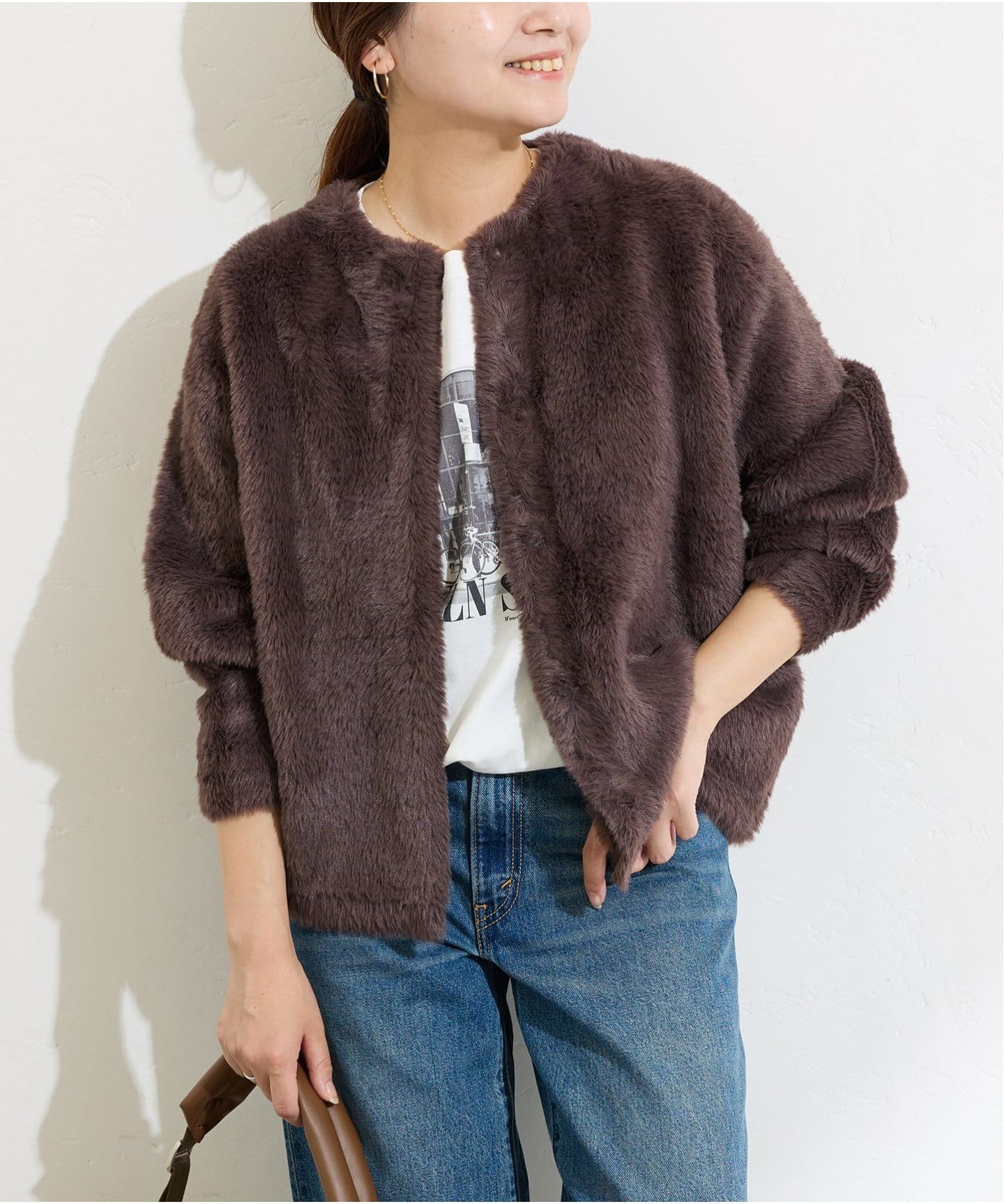 JOURNAL STANDARD ダブルフェイスフェザークルーネックカーディガン ダブルフェイスフェザークルーネックカーディガン | ジャーナル