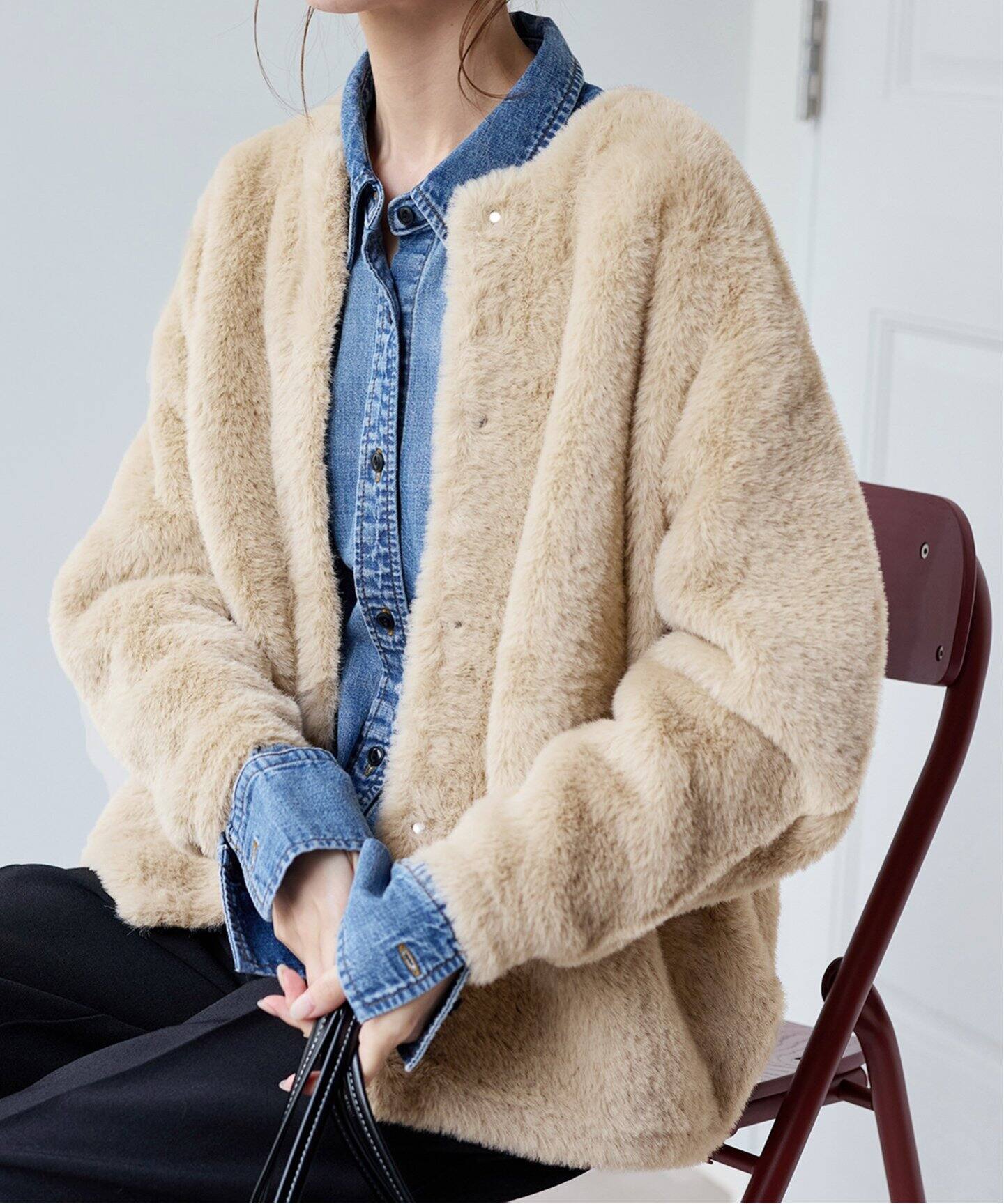 JOURNAL STANDARD ダブルフェイスフェザークルーネックカーディガン 追加予約》ダブルフェイスフェザークルーネックカーディガン