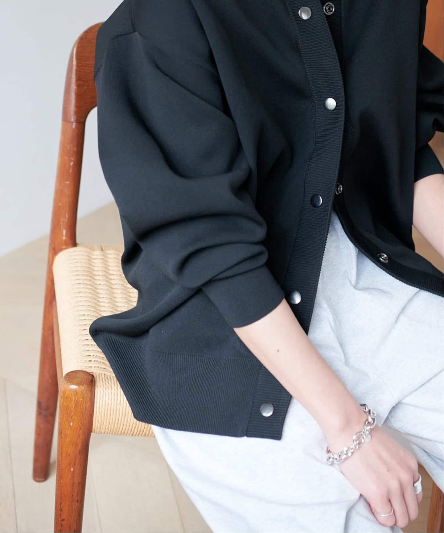 JOURNAL STANDARD ウォッシャブルバナナスリーブカーディガン　黒 WEB限定追加》ウォッシャブルバナナスリーブカーディガン