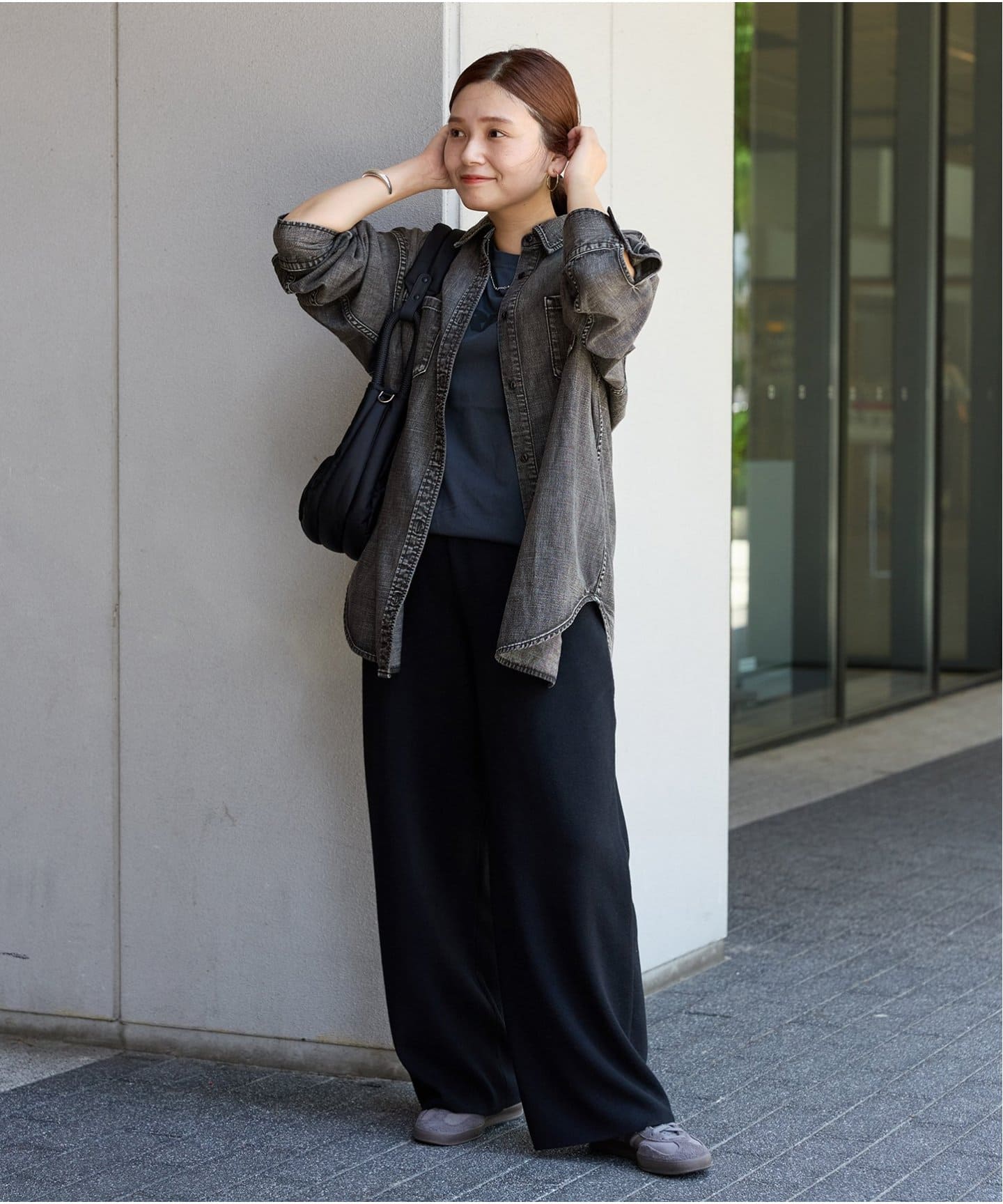 ジャーナルスタンダード モノトーンプリントパンツ ワイドパンツ 2024SS 追加4》ナイロンストレッチワイドパンツ（その他パンツ