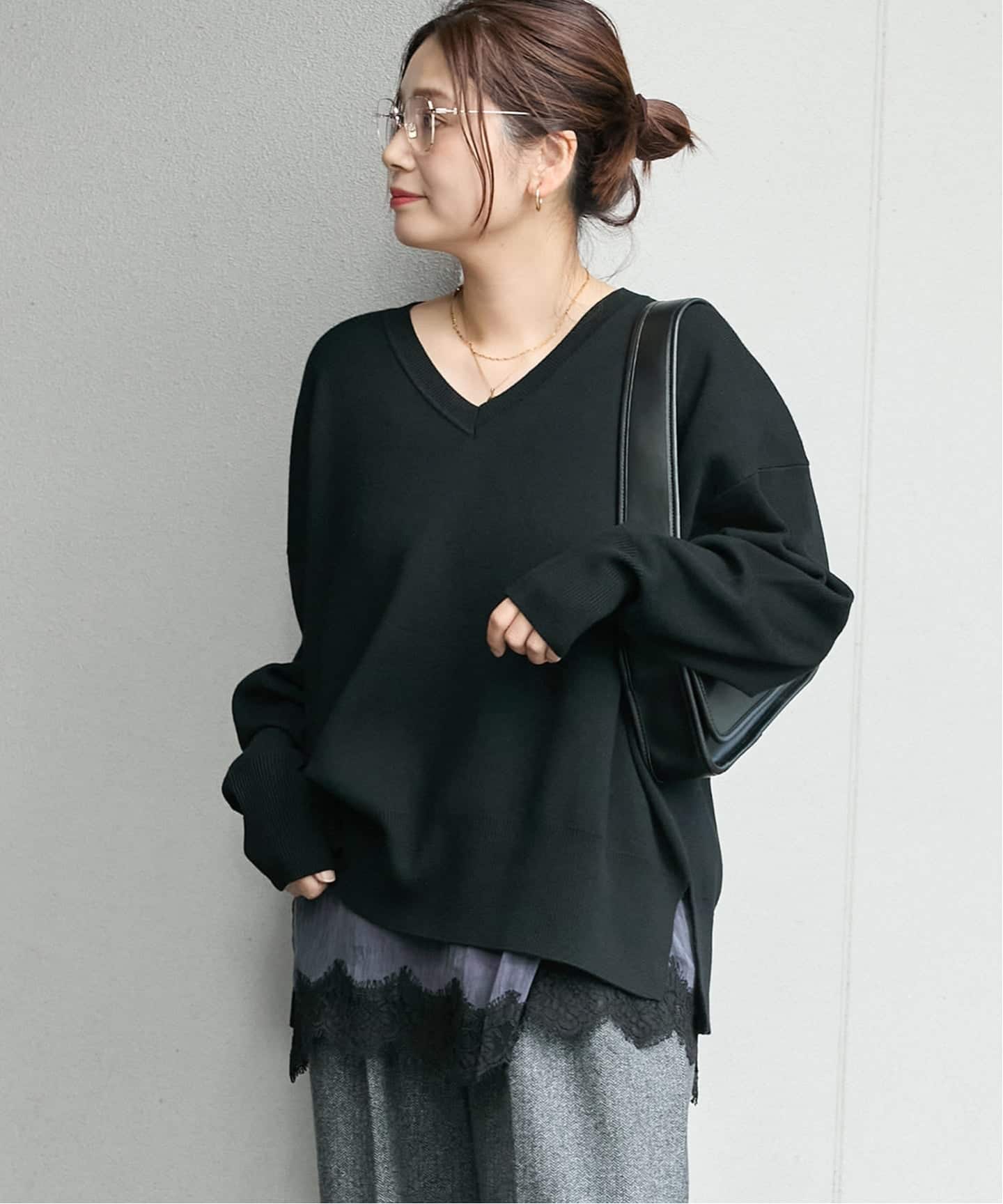 WEB限定》ウォッシャブルTEXBRID Vプルオーバー（ニット／セーター