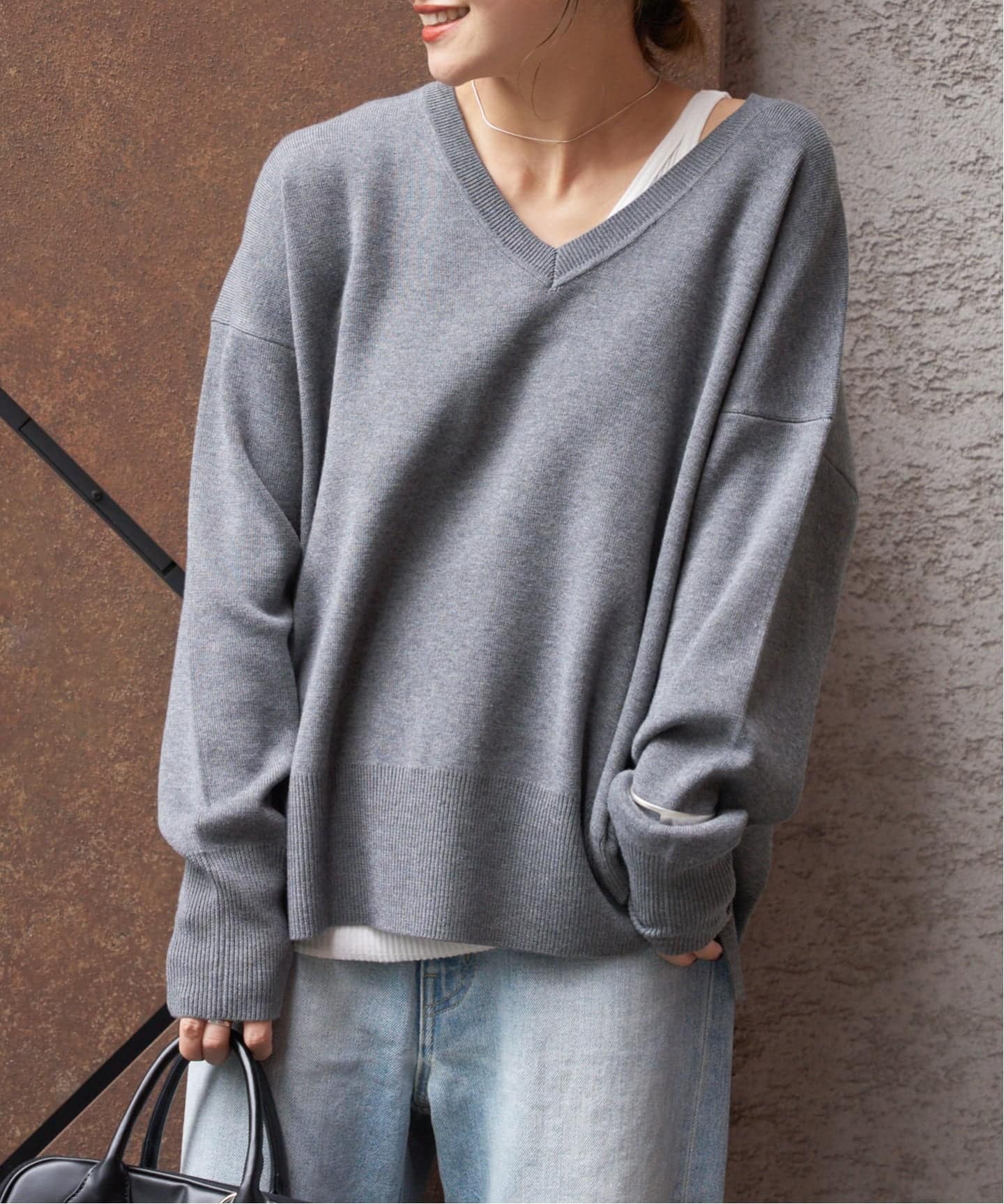 WEB限定》ウォッシャブルTEXBRID Vプルオーバー（ニット／セーター