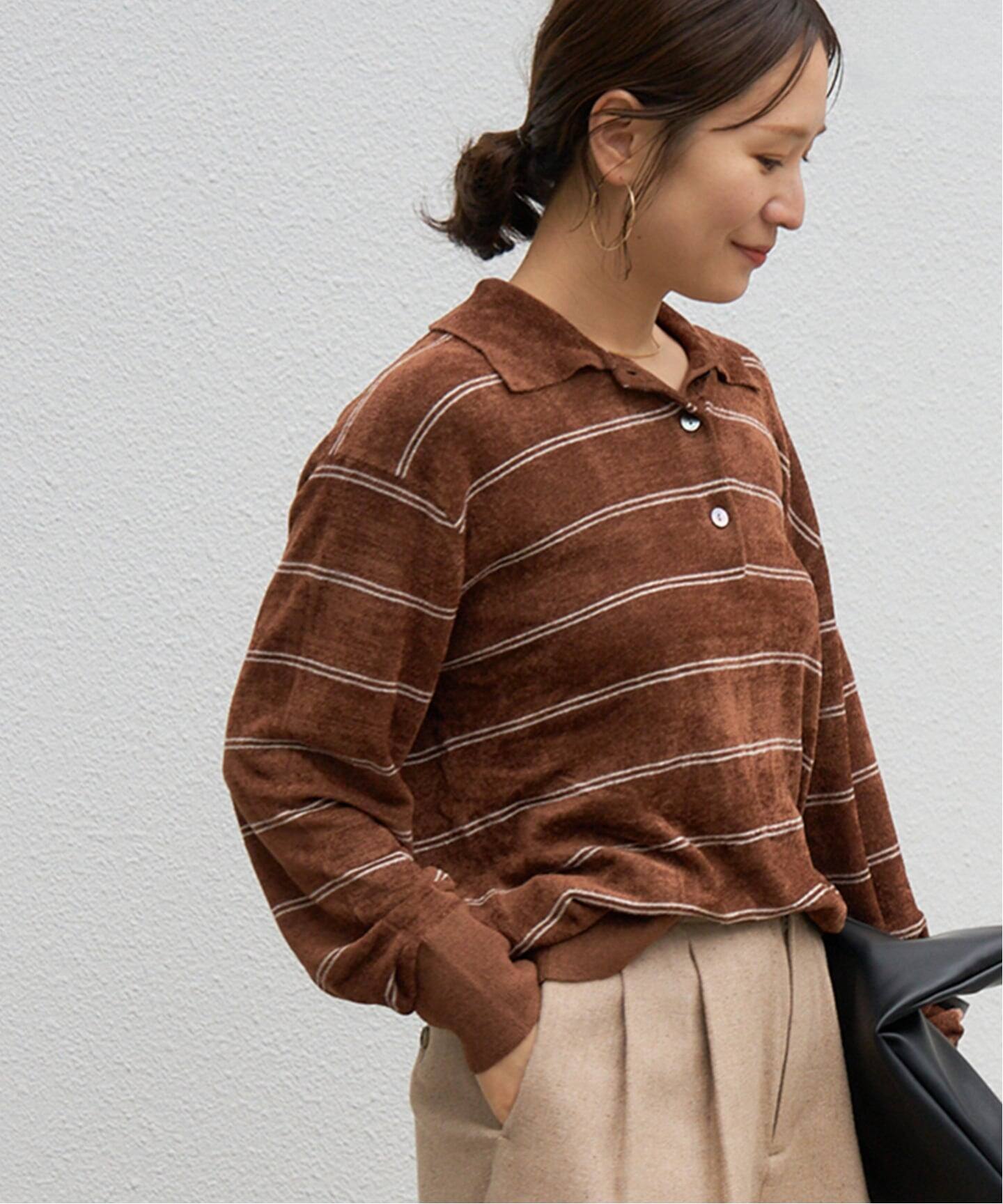 ベロアニットロングスリーブポロシャツ（ニット／セーター）｜JOURNAL