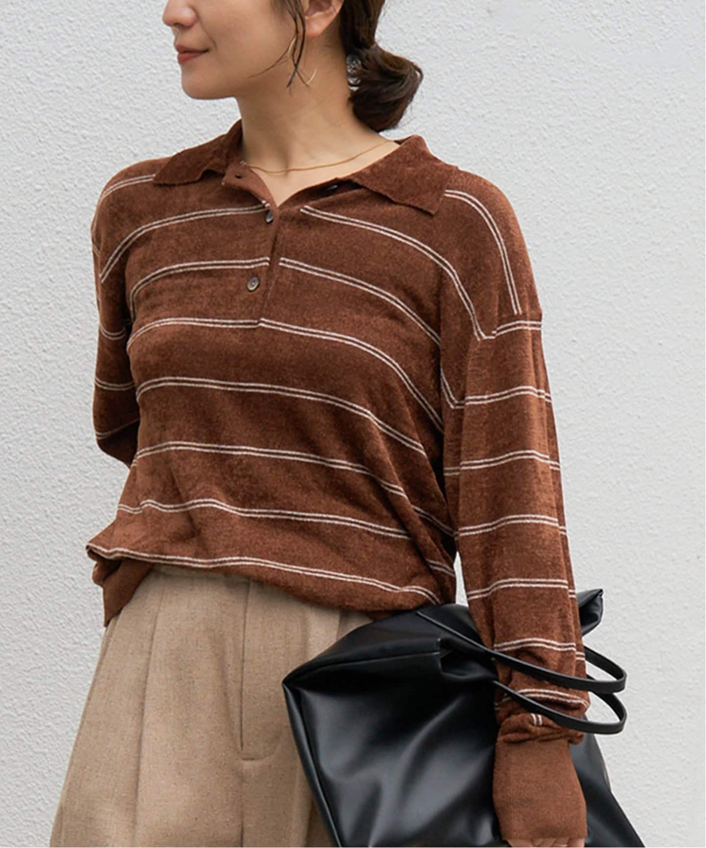 ベロアニットロングスリーブポロシャツ（ニット／セーター）｜JOURNAL