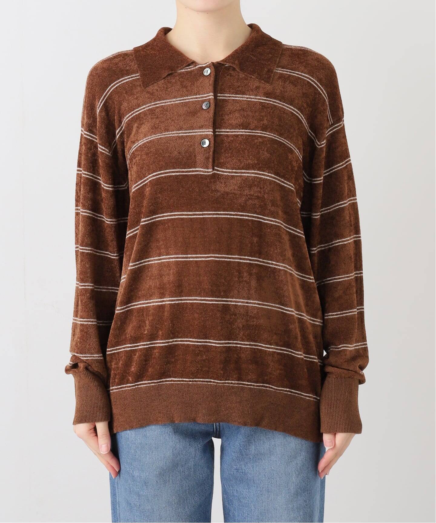 ベロアニットロングスリーブポロシャツ（ニット／セーター）｜JOURNAL