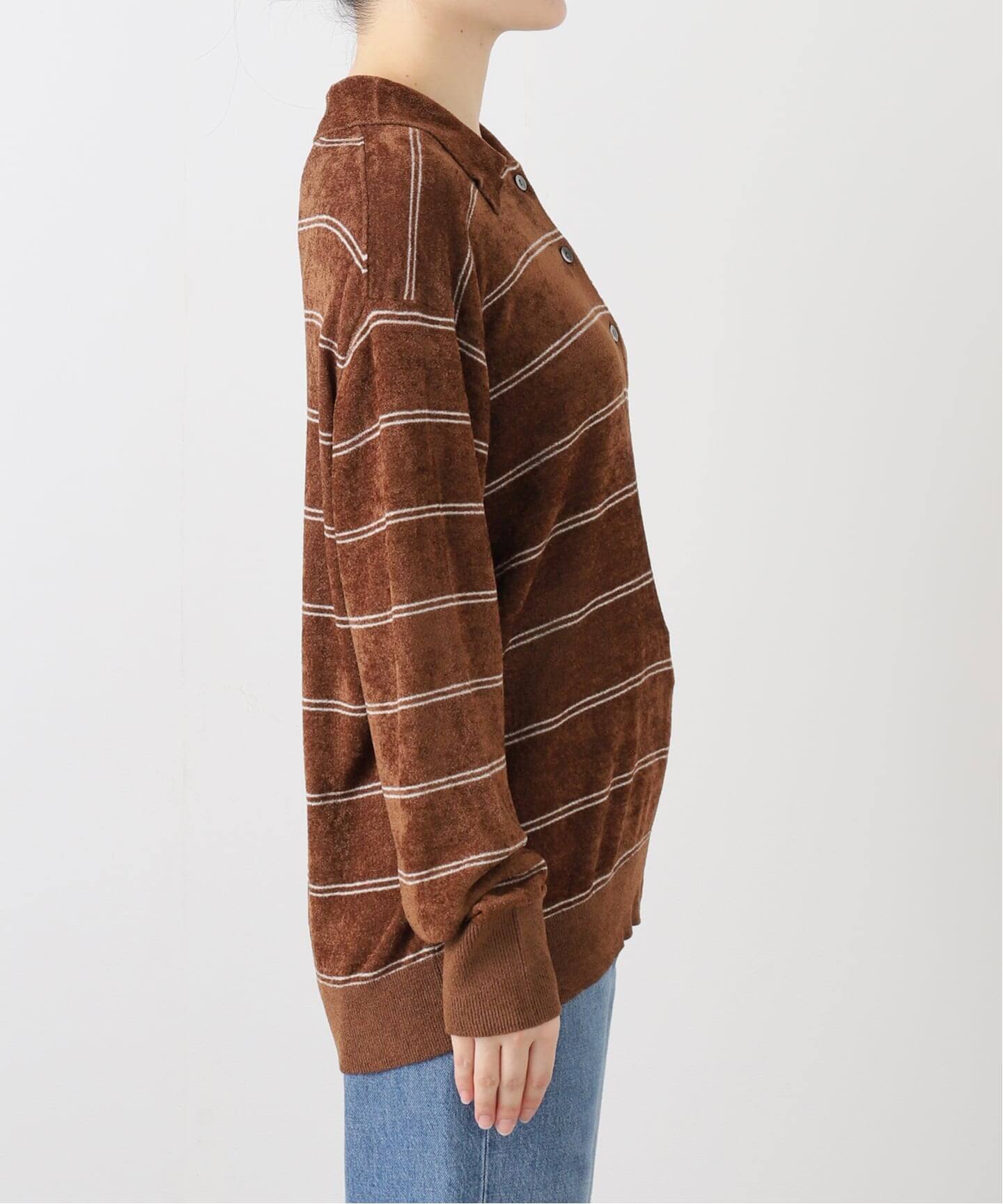 ベロアニットロングスリーブポロシャツ（ニット／セーター）｜JOURNAL