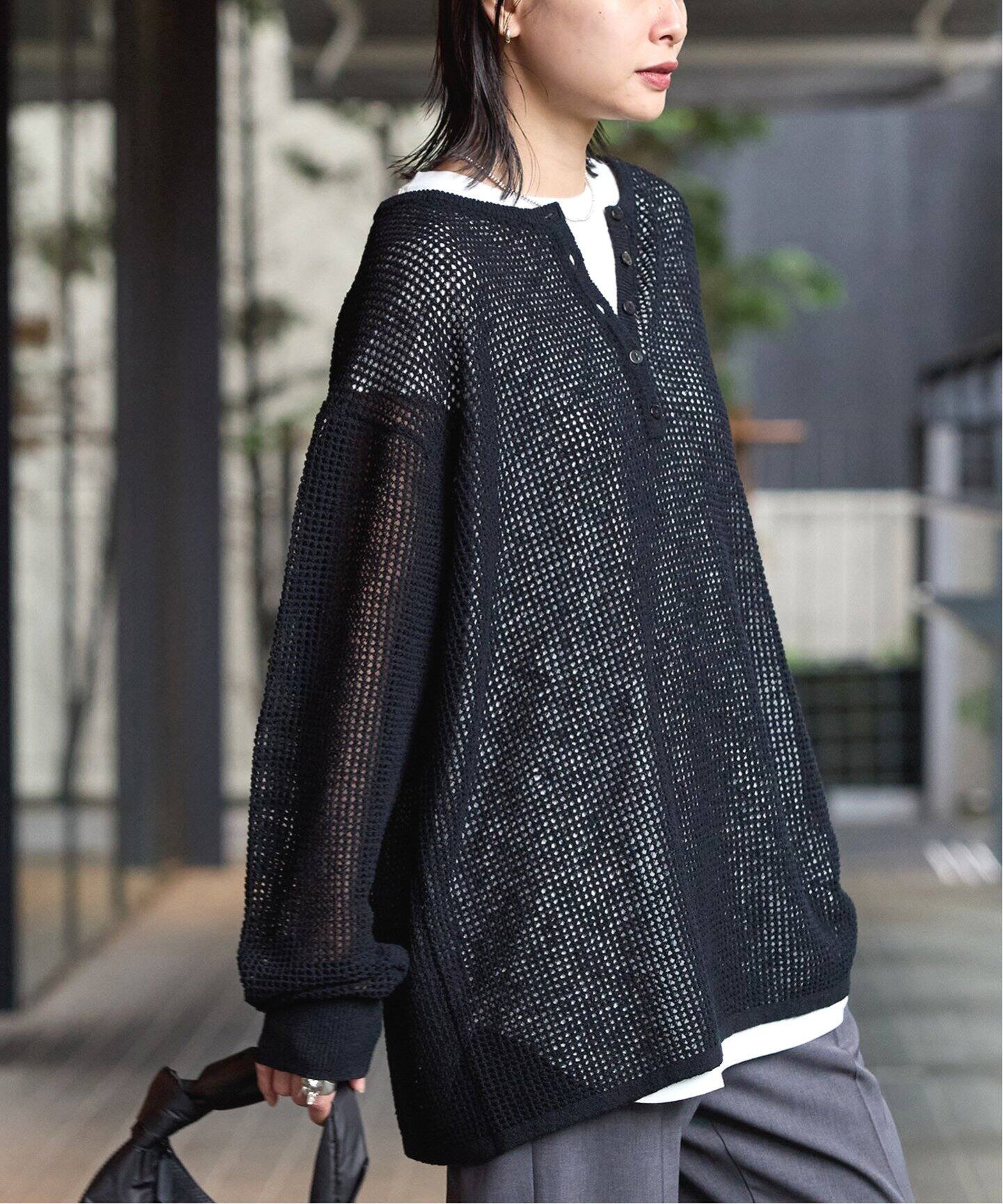 NKNIT / ンニット | 2024SS | Mesh Knit メッシュ ニット Tシャツ | 1 | ブラック | レディース NKNIT / ンニット | 2024SS Mesh Knit メッシュ ニット Tシャツ 1