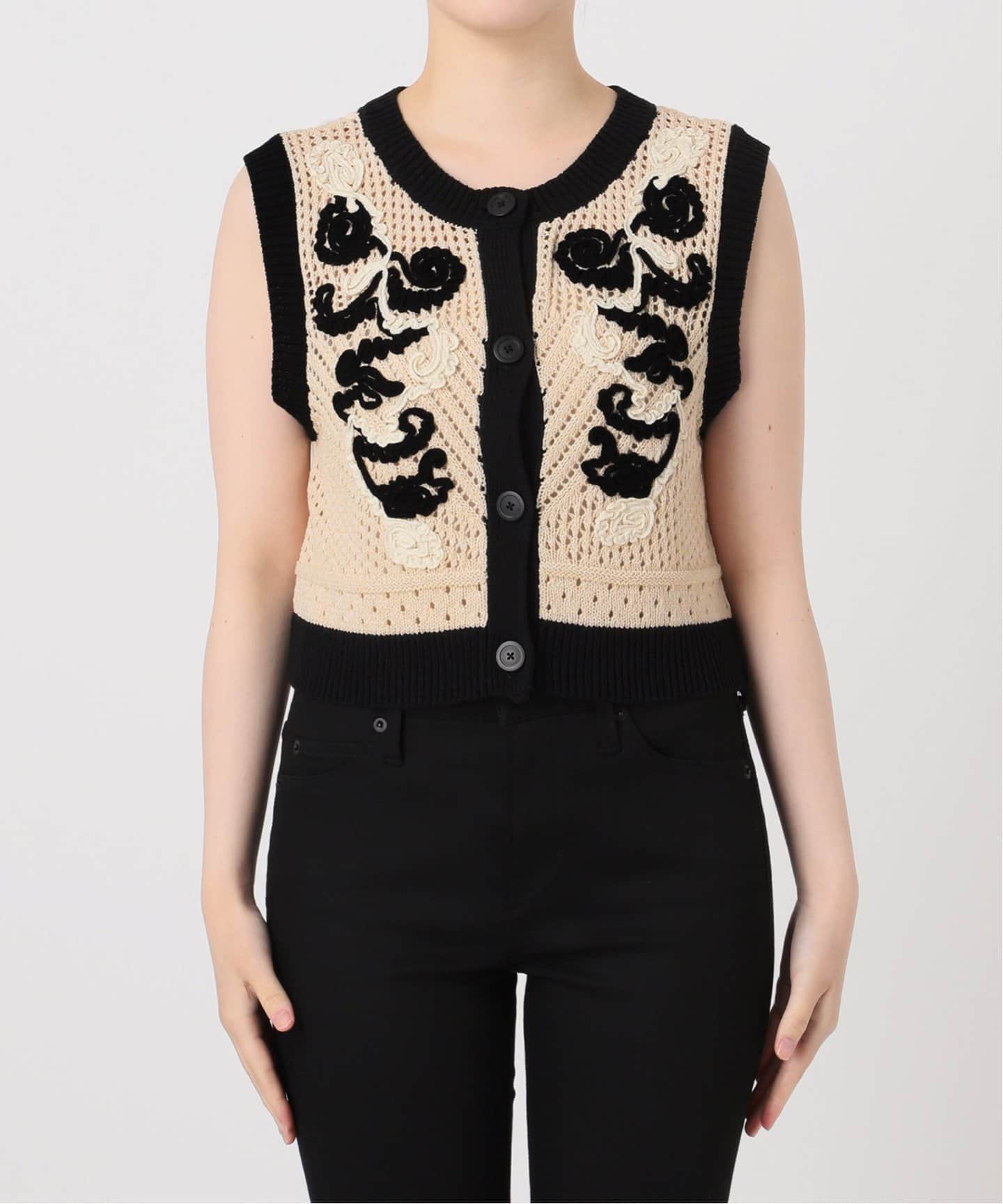 ベスト ジレ Flower Embroidered KNカーディガン レディース Flower Embroidered KNカーディガン（ベスト）｜JOURNAL