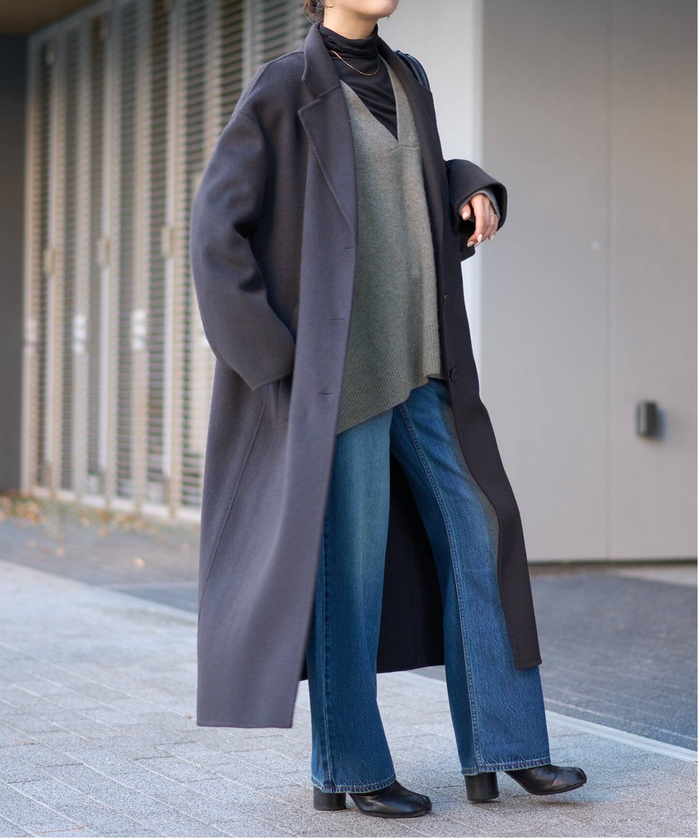 ジャーナルスタンダード　上質ウール100% ハンドメイド　タートルプルオーバー ニット オフタートルプルオーバー ネイビー レディース(M