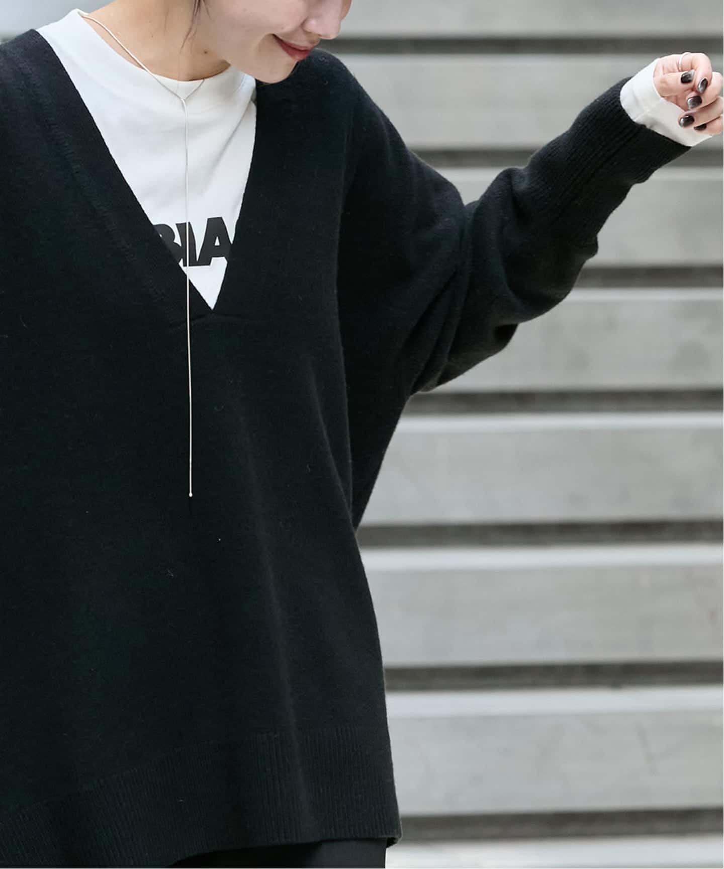 追加2》MUSIC DEEP V ルーズプルオーバー（ニット／セーター