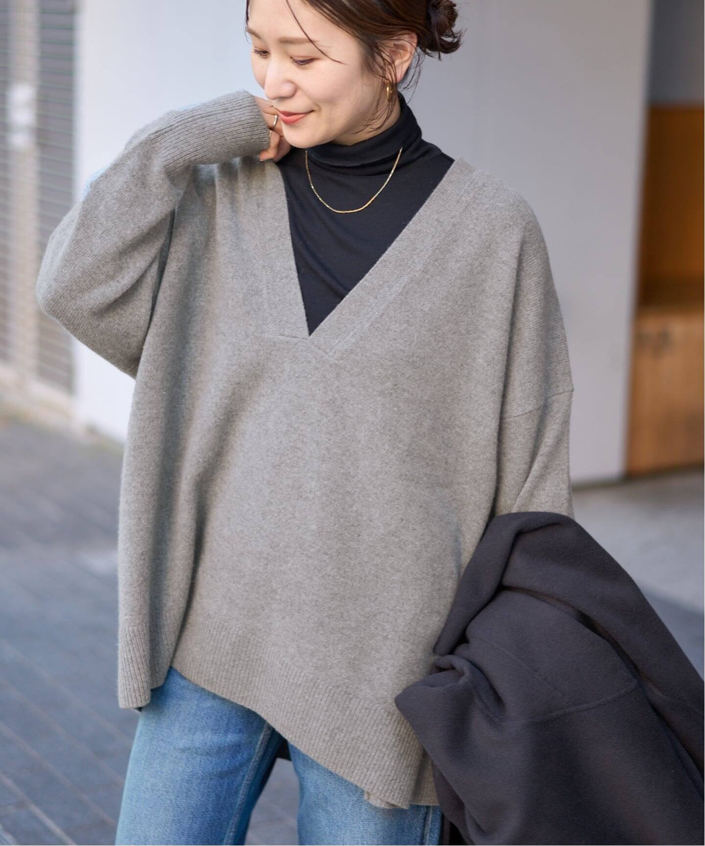 追加2》MUSIC DEEP V ルーズプルオーバー（ニット／セーター