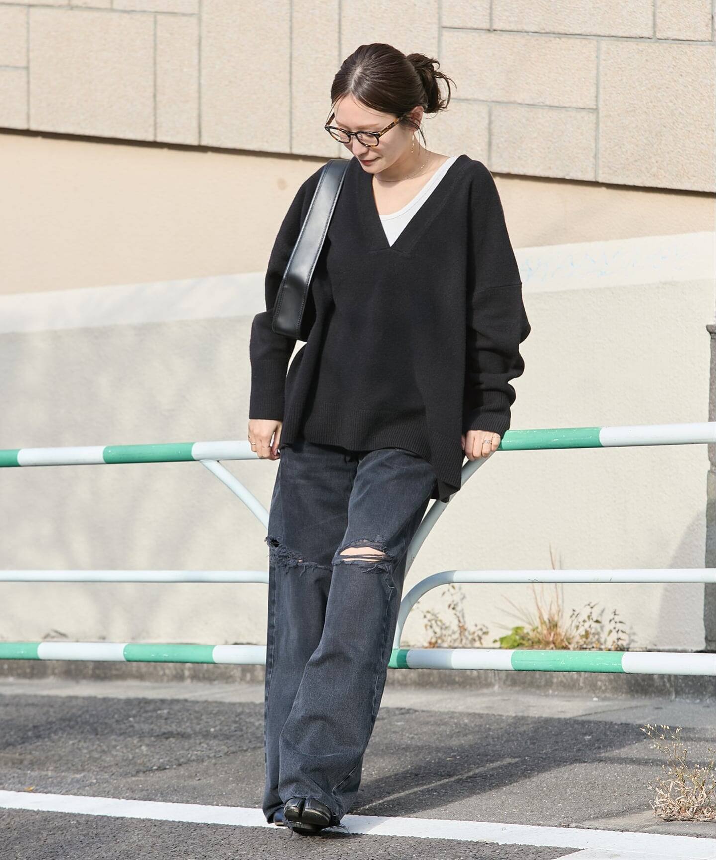 追加3》MUSIC DEEP V ルーズプルオーバー（ニット／セーター