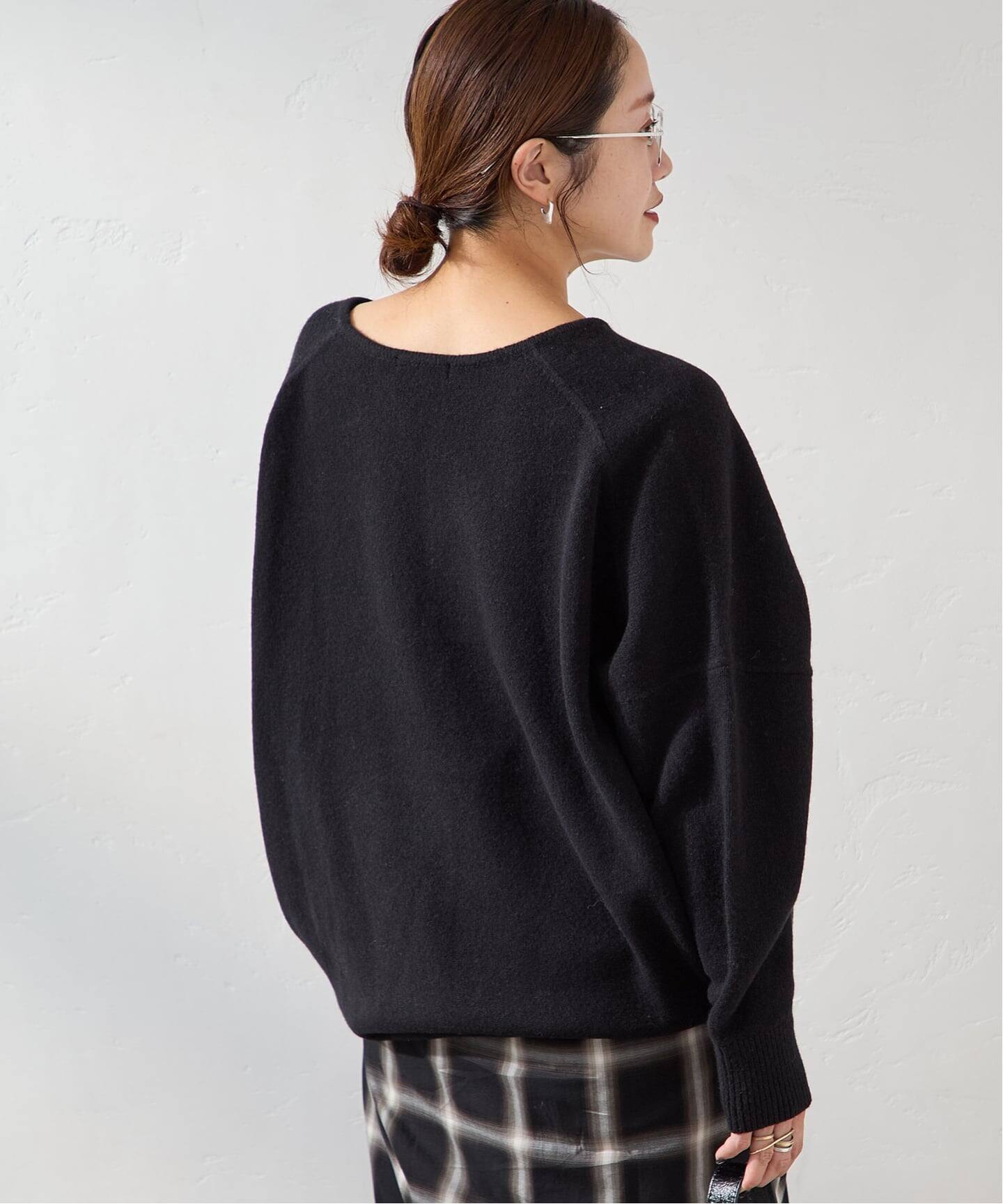 美品⁑ジャーナルスタンダード　ウールカシミヤ MUSICカフタンプルオーバー　黒 美品♪ジャーナルスタンダード◇MUSICカフタンプルオーバー ウール