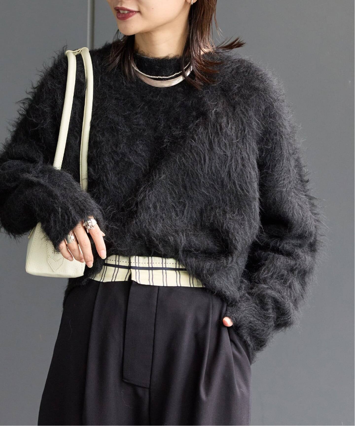 WEB限定追加》シャギークルーネックプルオーバー（ニット／セーター