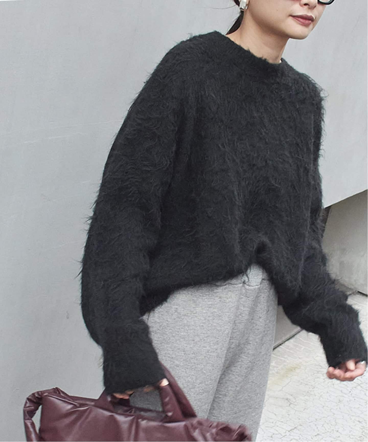 WEB限定追加》シャギークルーネックプルオーバー（ニット／セーター