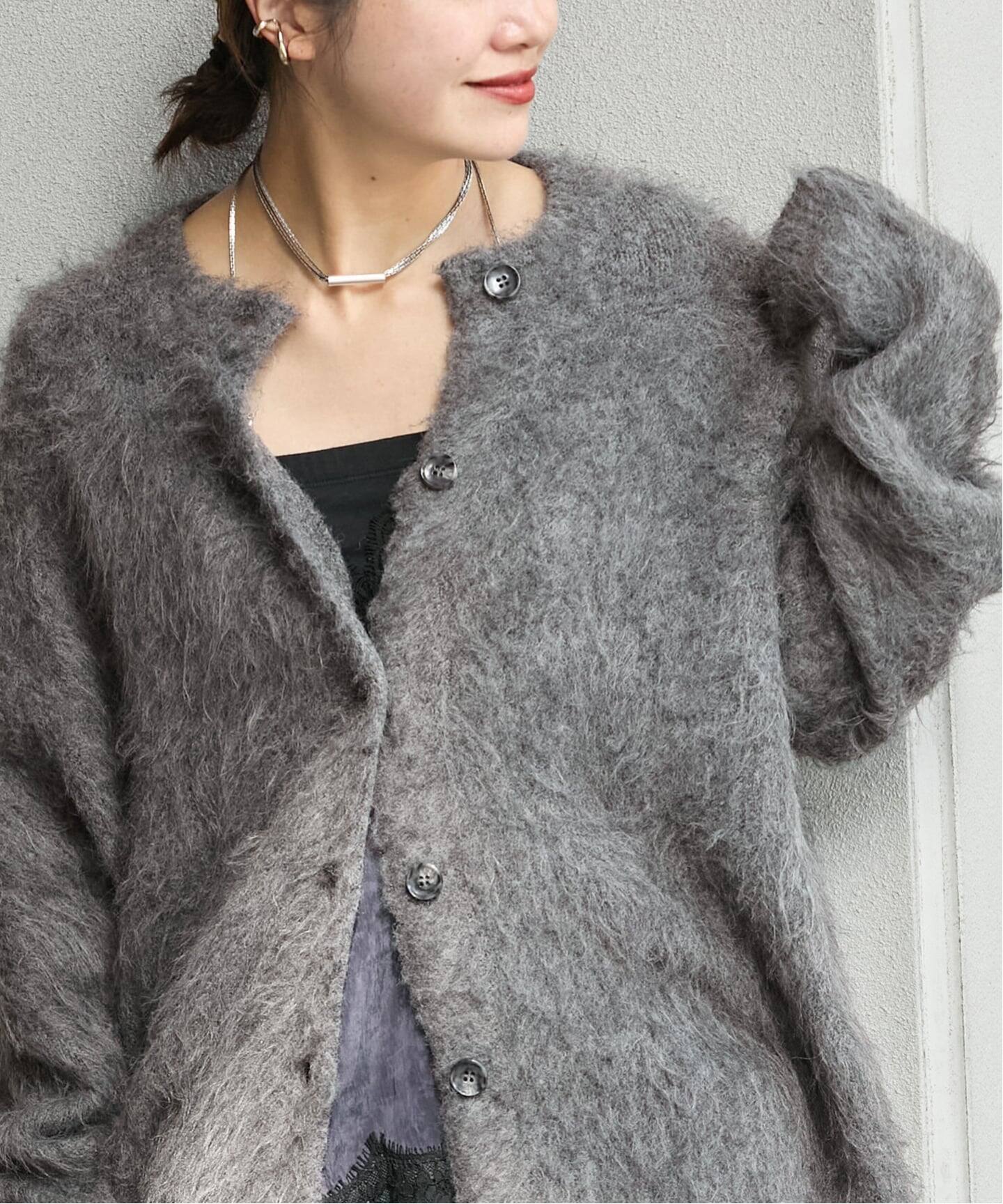 ジャーナルスタンダードグレー シャギーカーディガン F ジャーナルスタンダードグレー シャギーカーディガン F