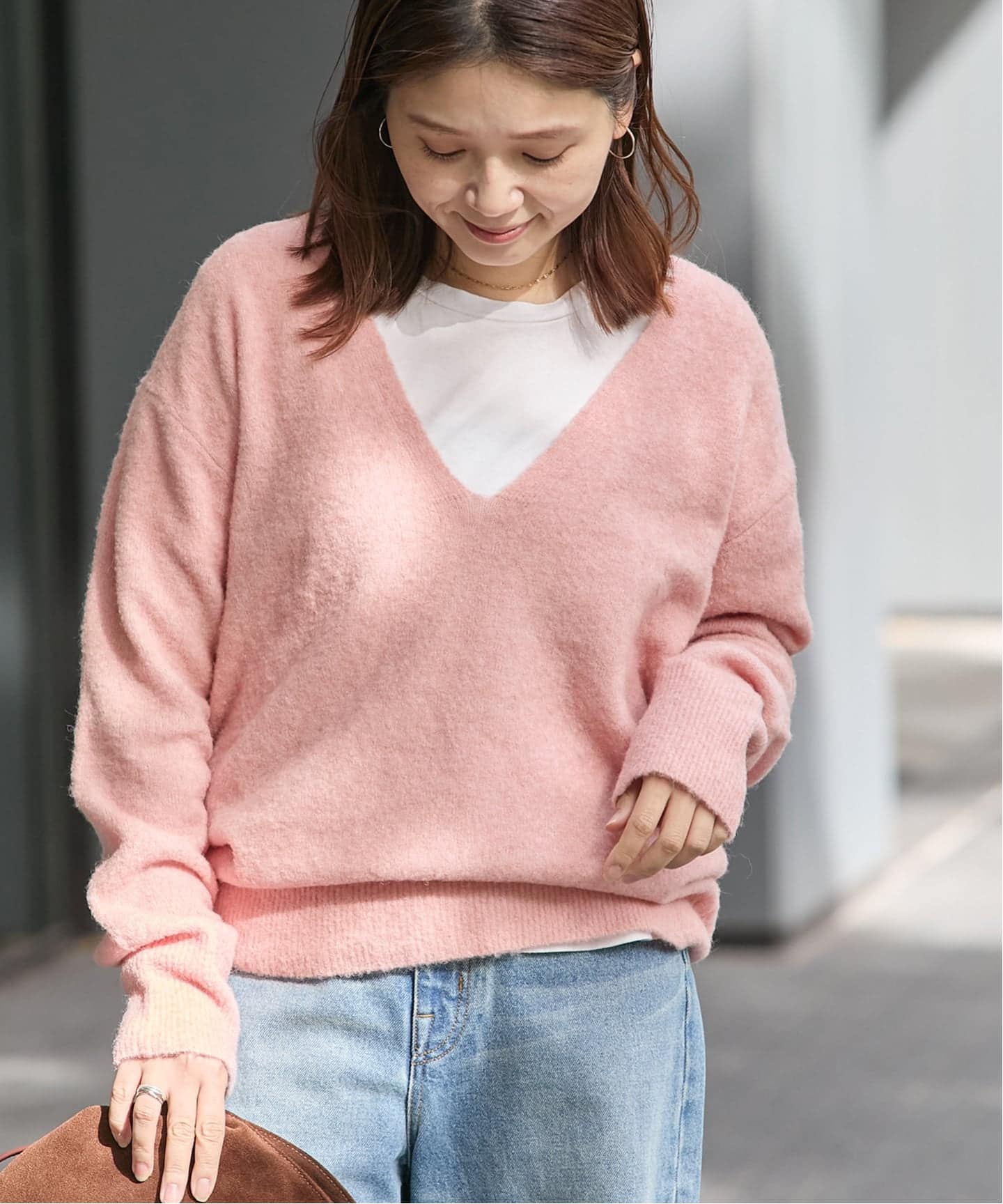 プラダ　アルパカ　ニット　セーター　ピンク Vネック 42 S M ペルー製 プラダ アルパカ ニット セーター ピンク Vネック 42 S M ペルー製