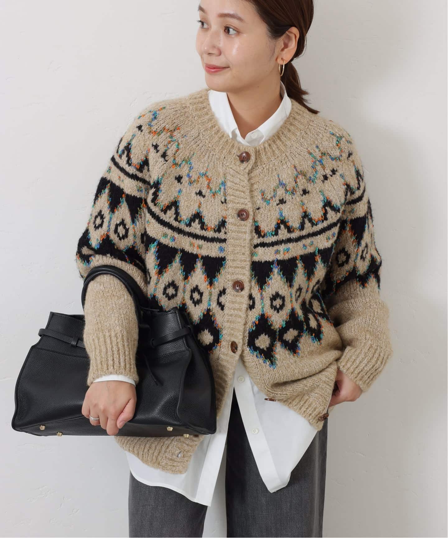 GREEN BUTTER/グリーンバター】ALPACA NORDIC CARDIGAN（カーディガン