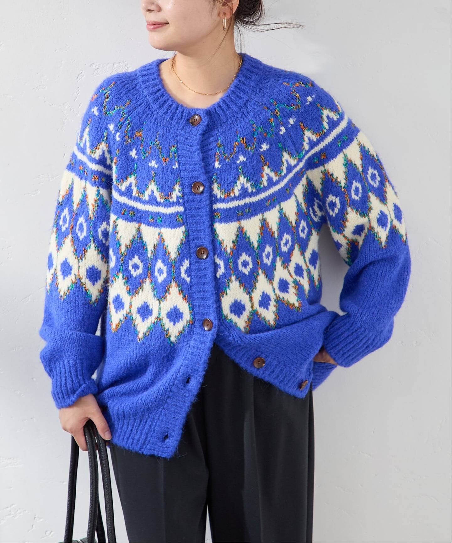 GREEN BUTTER/グリーンバター】ALPACA NORDIC CARDIGAN（カーディガン