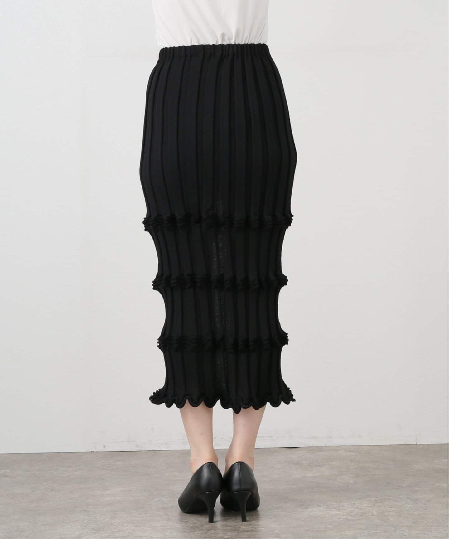 OPEN SESAME CLUB 黒 ロングスカート OPEN SESAME CLUB/オープン セサミ クラブ】 Flow Skirt（ロング