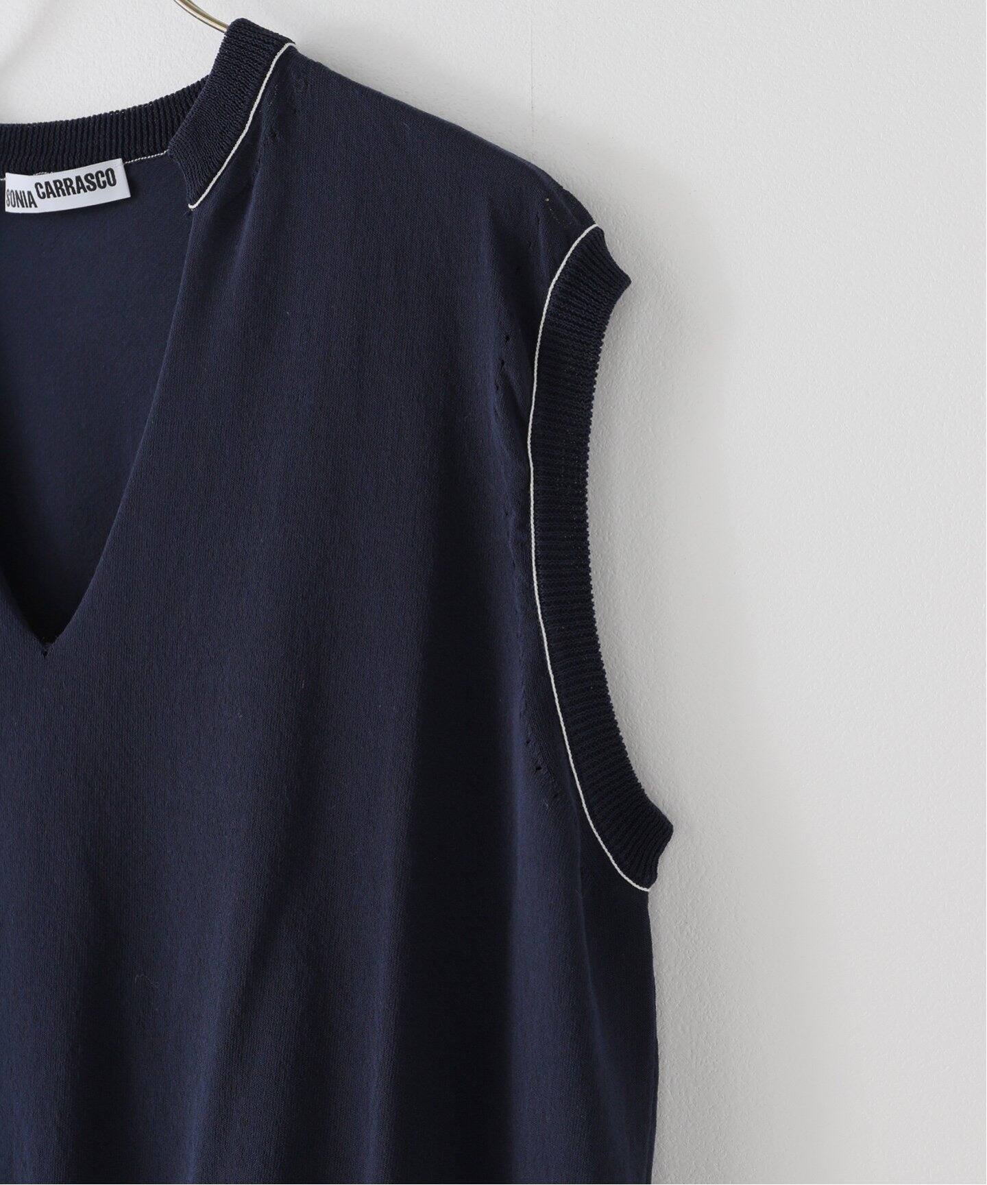 SONIA CARRASCO/ソニア・カラスコ】 SEAMLESS KNIT VEST NAVY