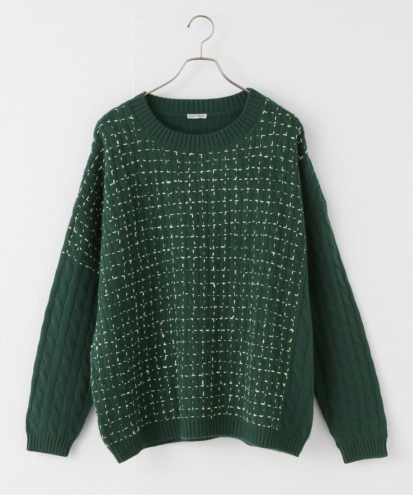 Glass Cypress】Green Mohair Hand-Embroide（ニット／セーター