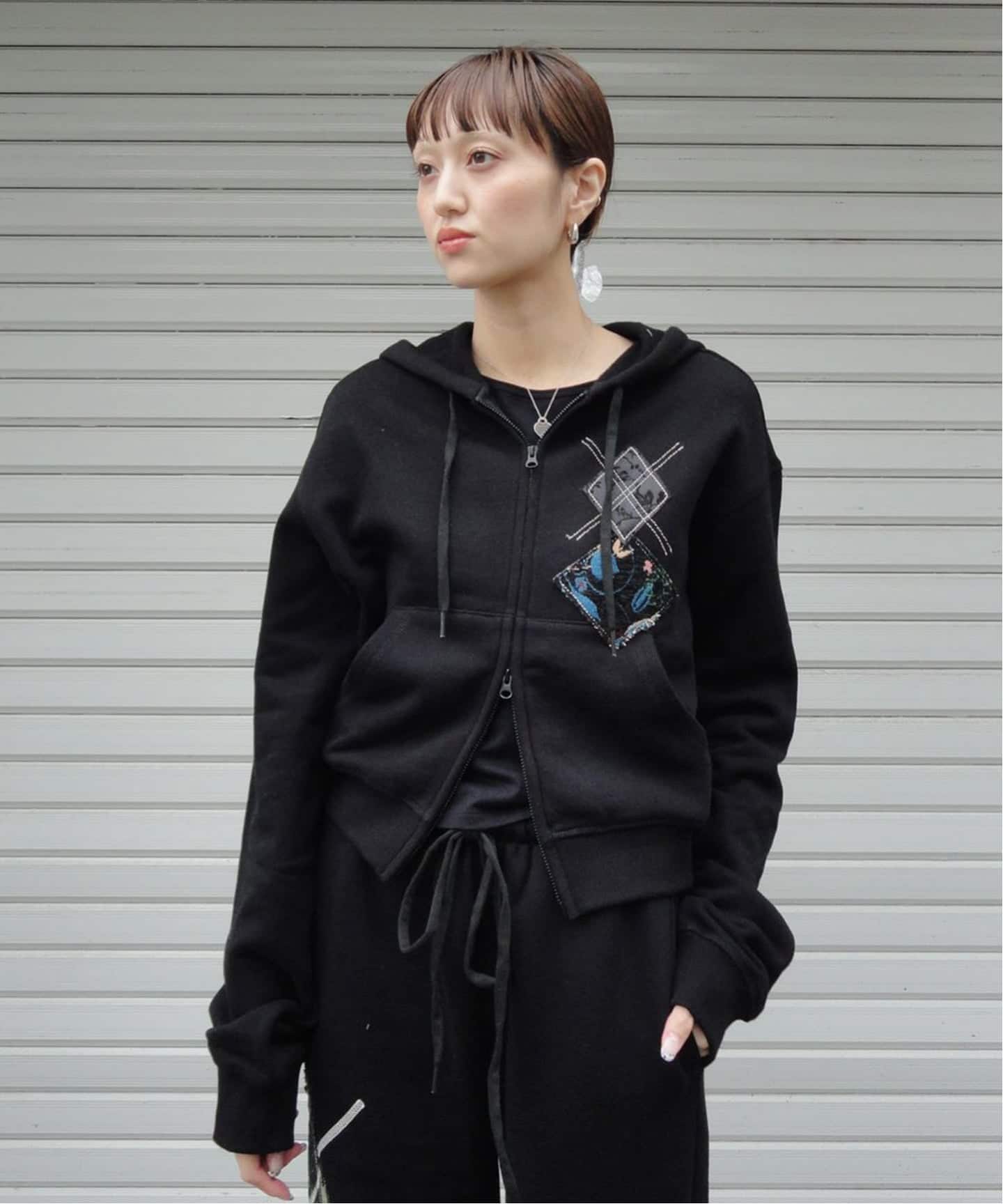 OPEN YY / オープンワイワイ】Knitted ARGYLE PATCHED HOODIE