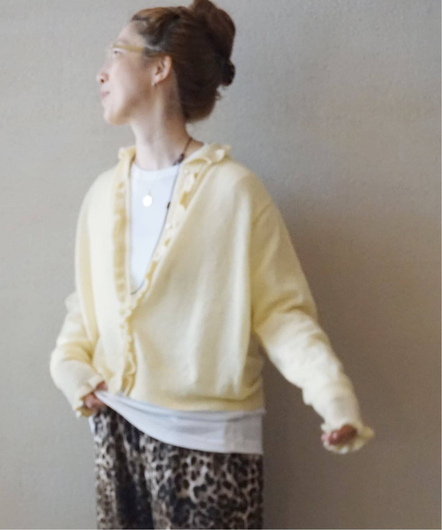 モヘヤMIX フリルカラーカーディガン（カーディガン）｜journal