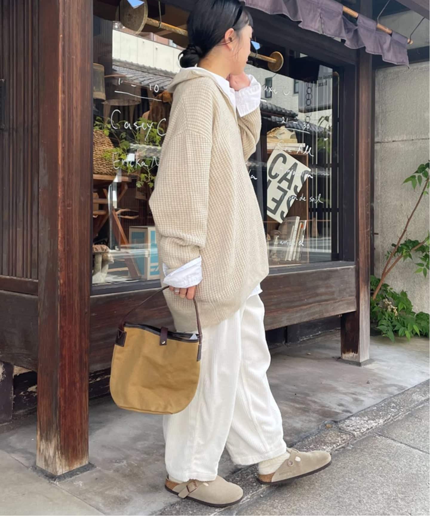 ウールMIXワッフル ハーフZip-プルオーバー（ニット／セーター