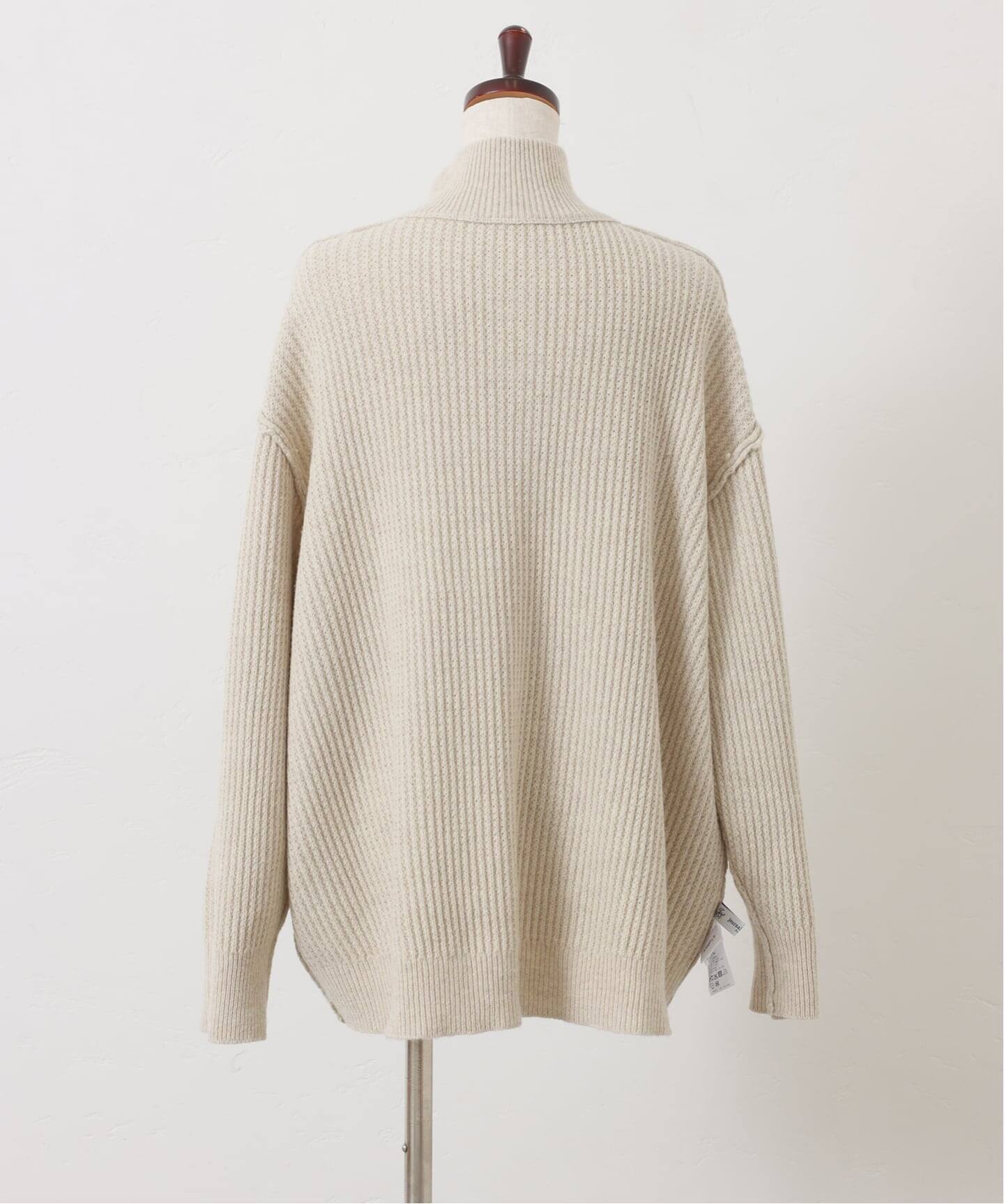 ウールMIXワッフル ハーフZip-プルオーバー（ニット／セーター