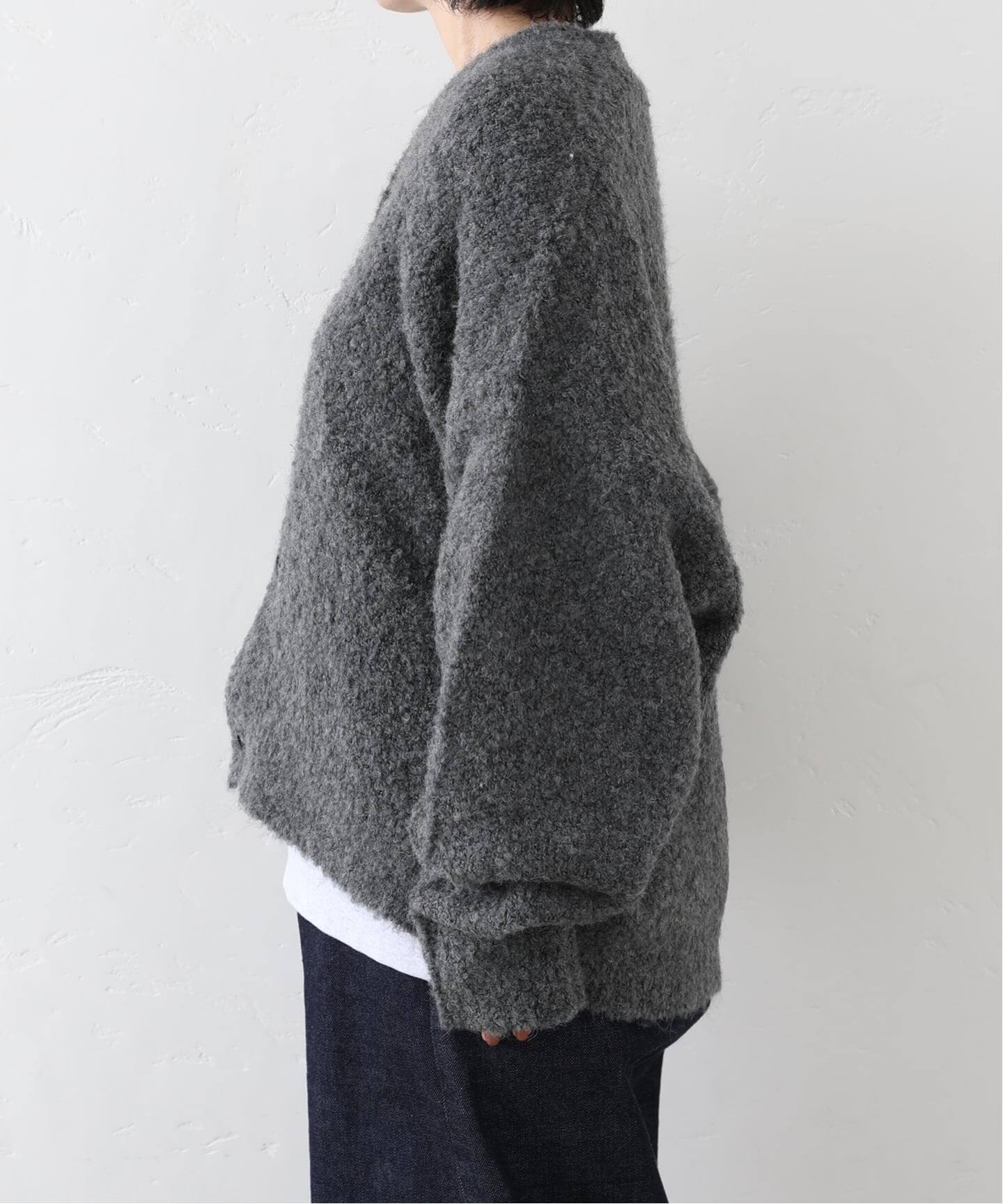 ジャーナルスタンダードluxe ブークレーVネックカーデ グレー 【新品】 ブークレー Vネックカーディガン（カーディガン）｜journal standard