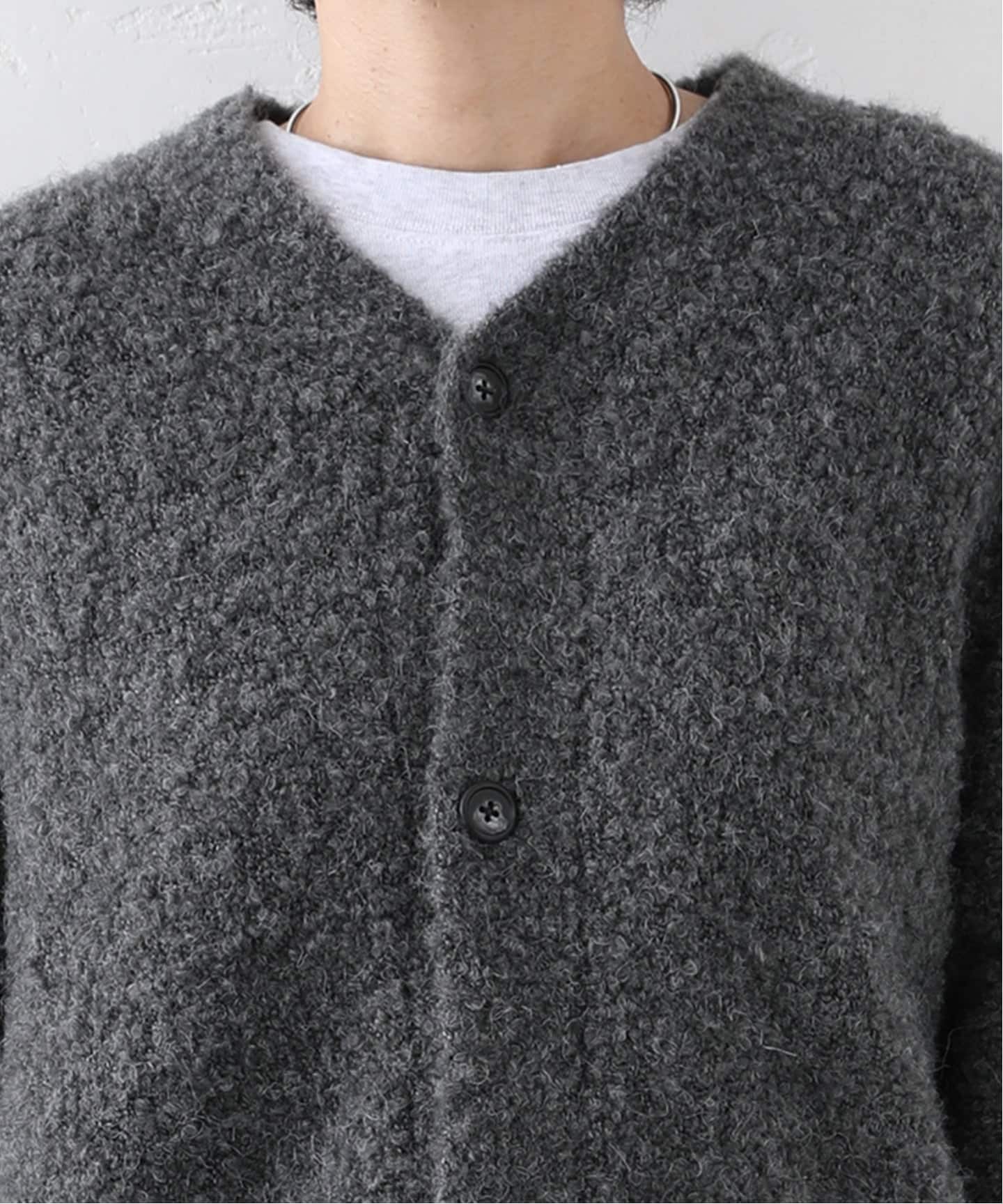 ジャーナルスタンダードluxe ブークレーVネックカーデ グレー 【新品】 ブークレー Vネックカーディガン（カーディガン）｜journal standard