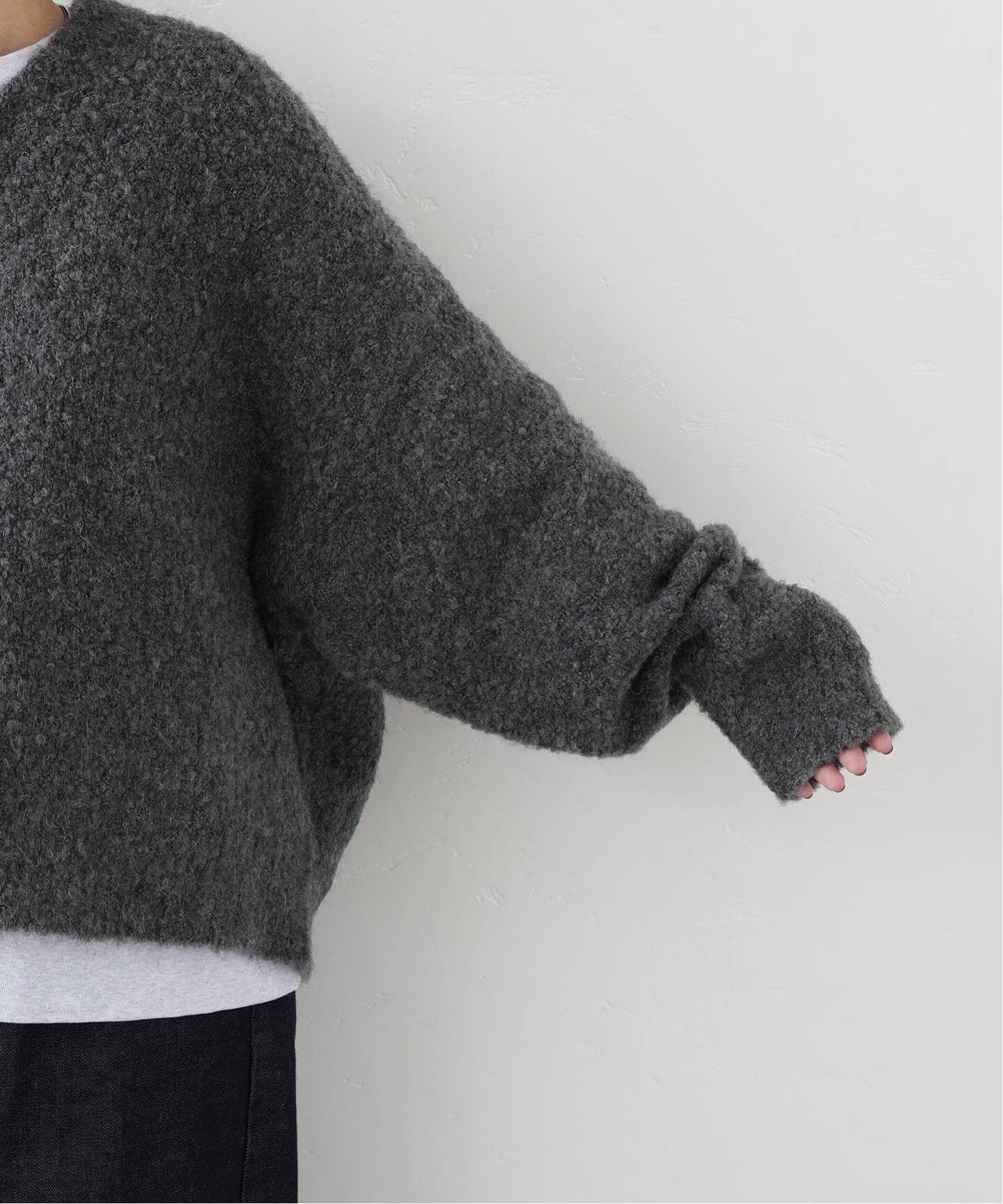 ジャーナルスタンダードluxe ブークレーVネックカーデ グレー 【新品】 ブークレー Vネックカーディガン（カーディガン）｜journal standard