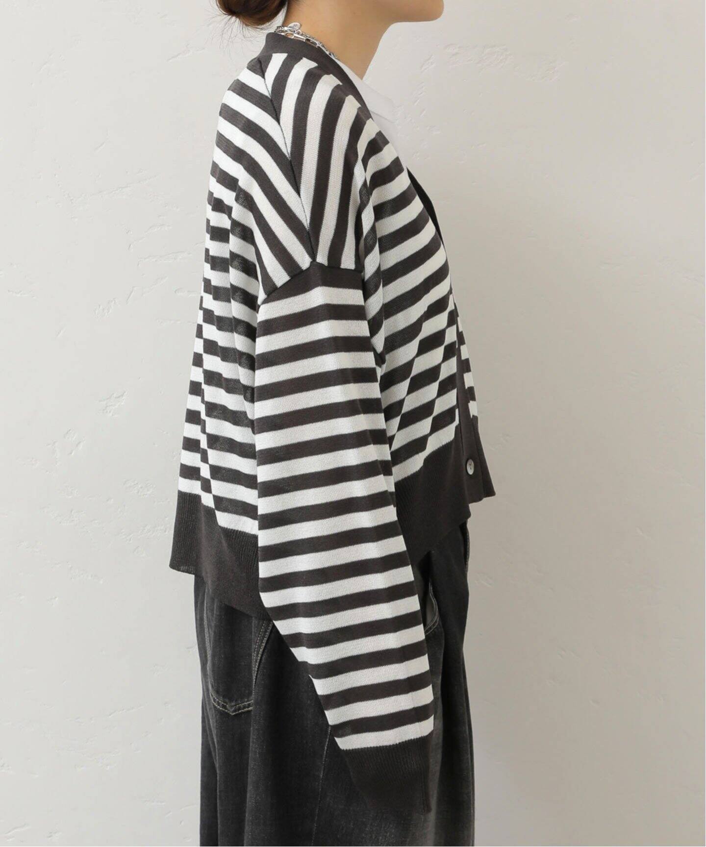 JOURNAL STANDARD LUXE◆COTTONアゼVネックカカーディガン/FREE/コットン/ブラック/22-080-440-0060-3 シアーテンジク Vネックカーディガン（カーディガン）｜journal