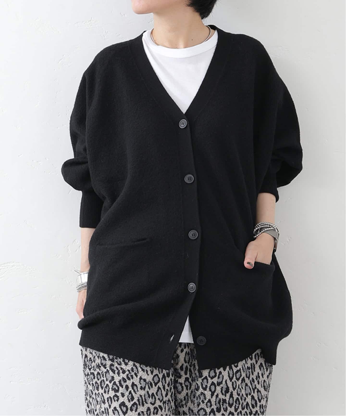 ジャーナルスタンダードラックス メリノボイルVネックカーディガン ウール100% JOURNAL STANDARD LUXE（ジャーナルスタンダード ラックス）の