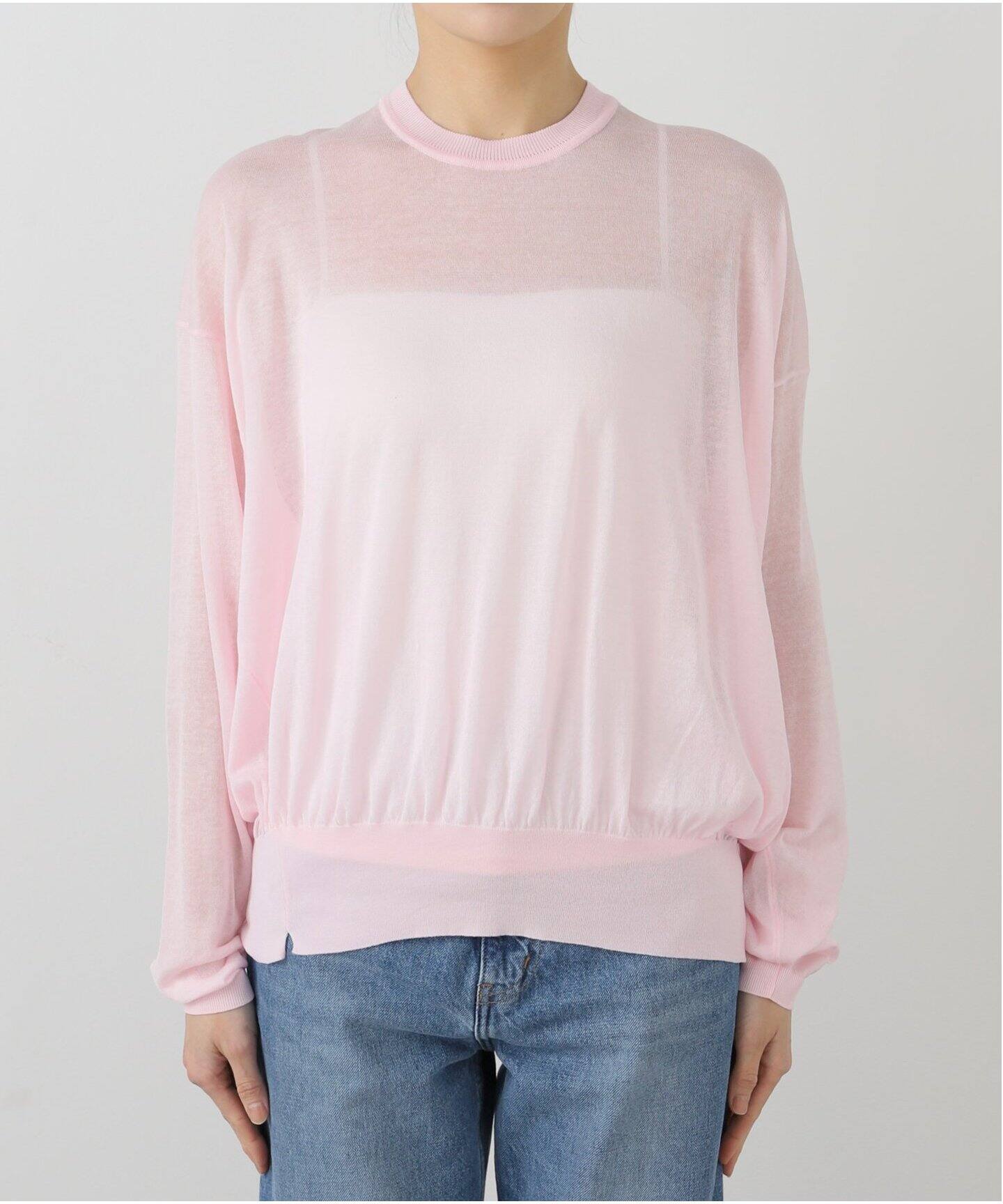美品　ATON Tomorrowland 別注 スウェット ピンク ATON】COMPACT COTTON CREWNECK SWEATER（ニット／セーター