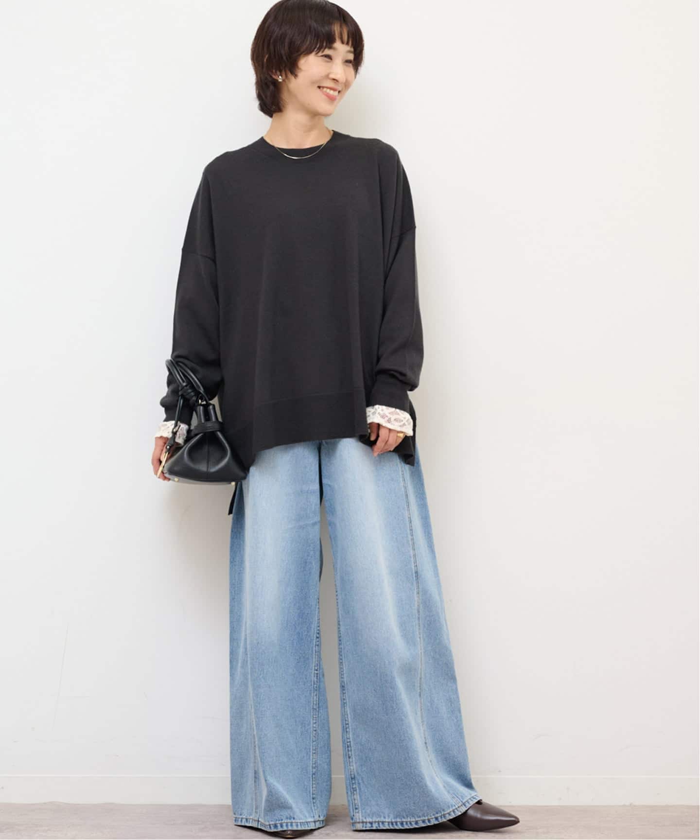 一部WEB限定追加3》BiellaYarnワイドクルーネックプルオーバー（ニット