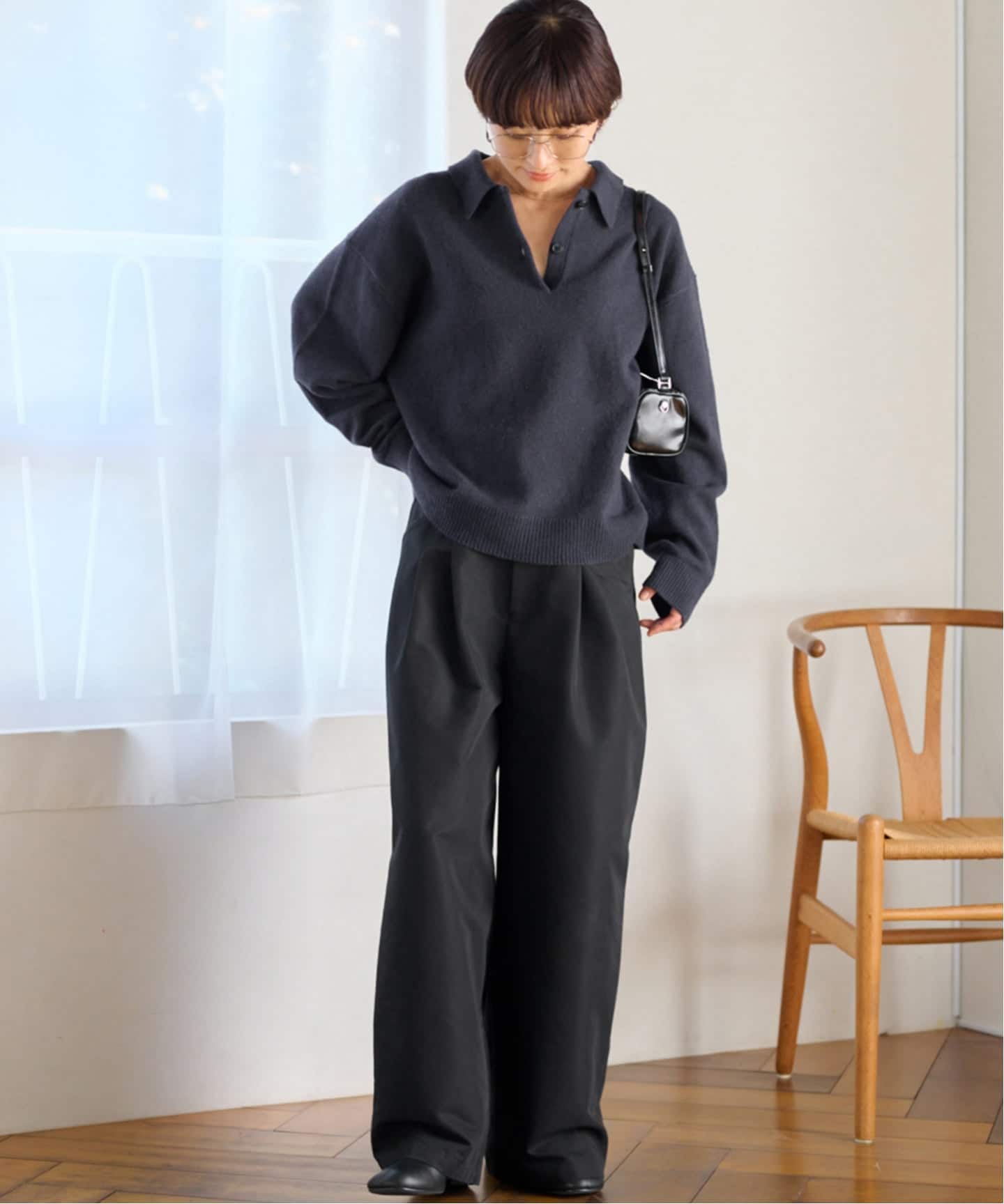 25AW新作］ラムミックスシャツプルオーバー（ニット／セーター