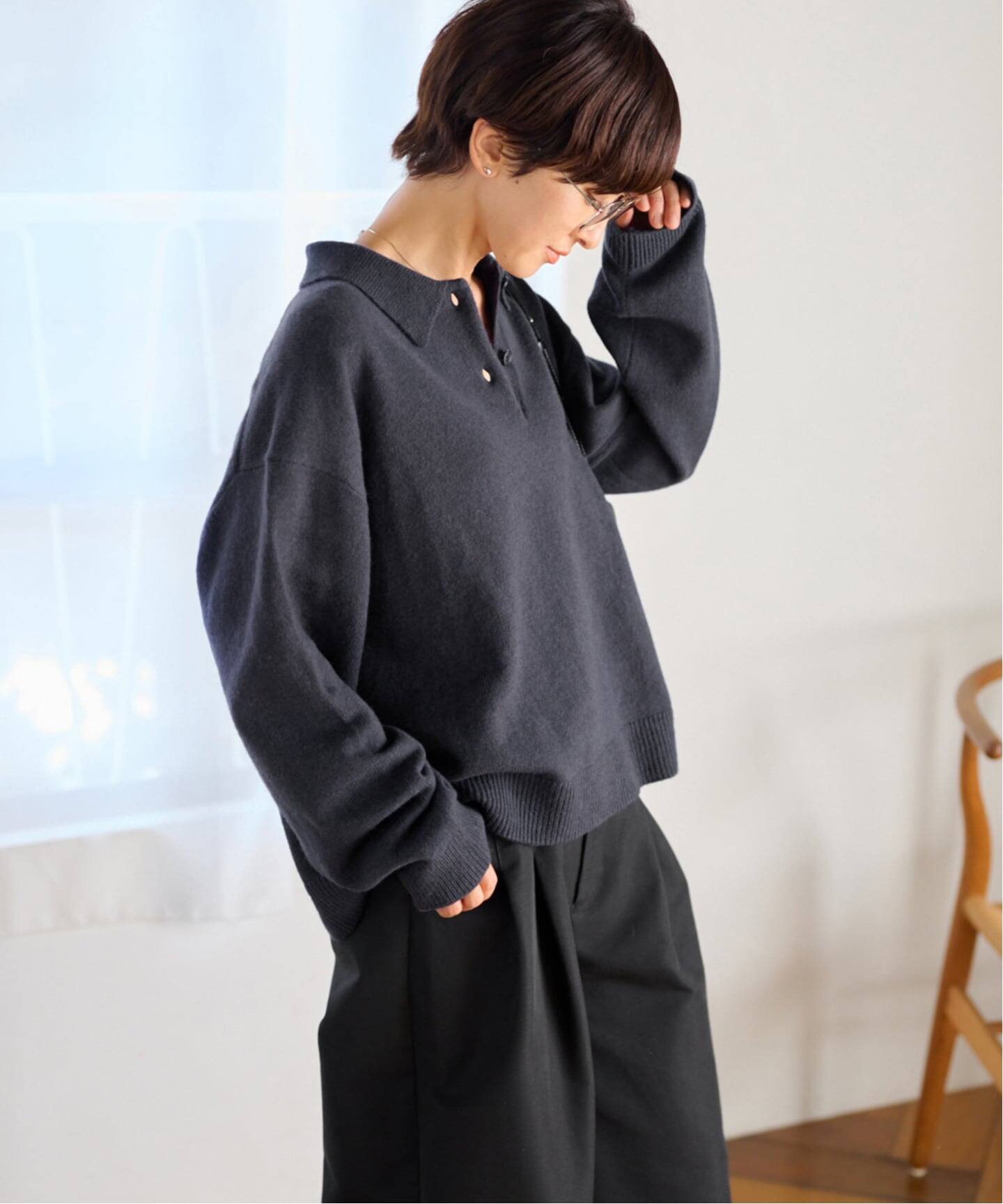 ラムミックスシャツプルオーバー（ニット／セーター）｜JOURNAL