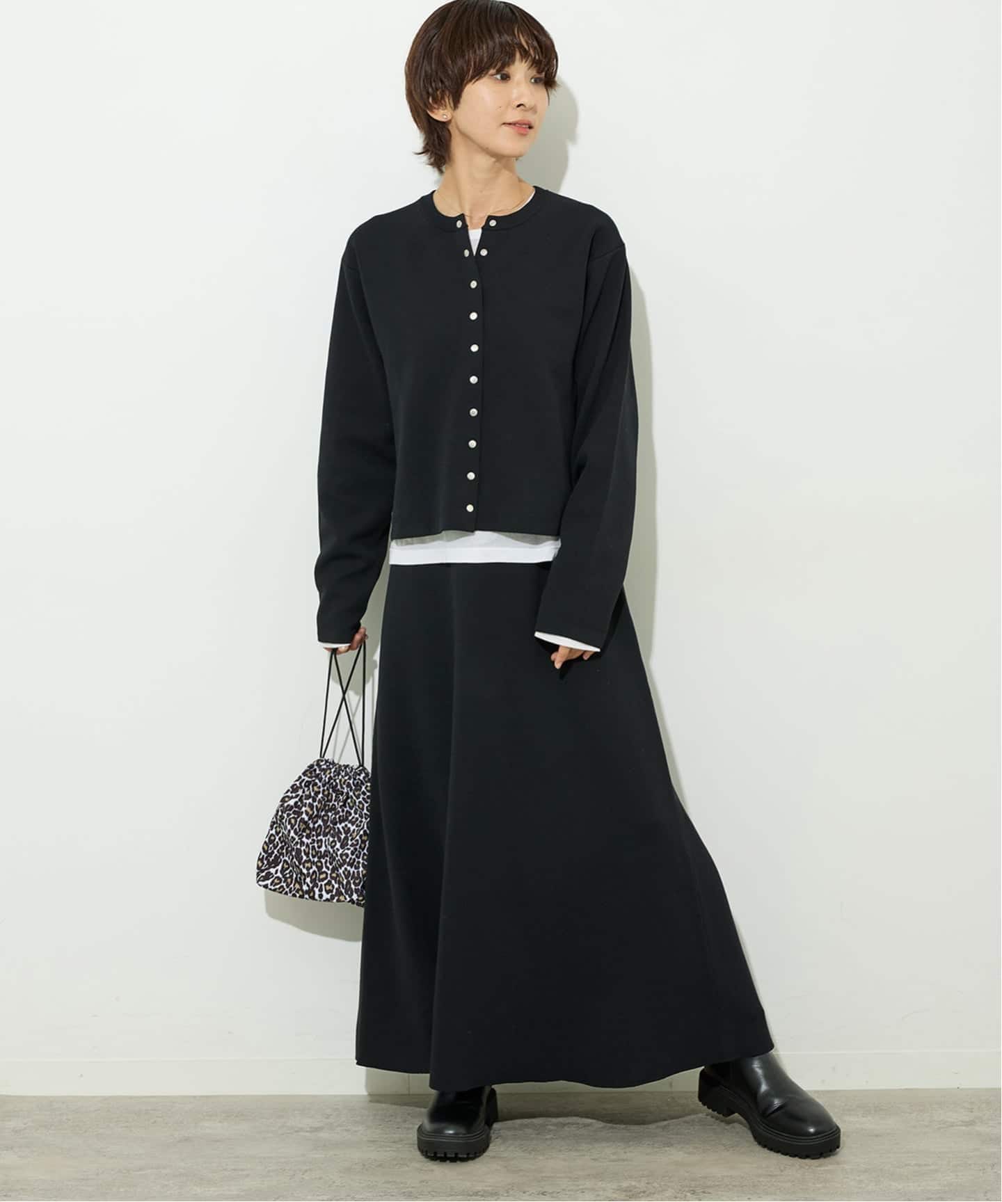 予約》ウォッシャブルダブルフェイスフレアスカート（ロング