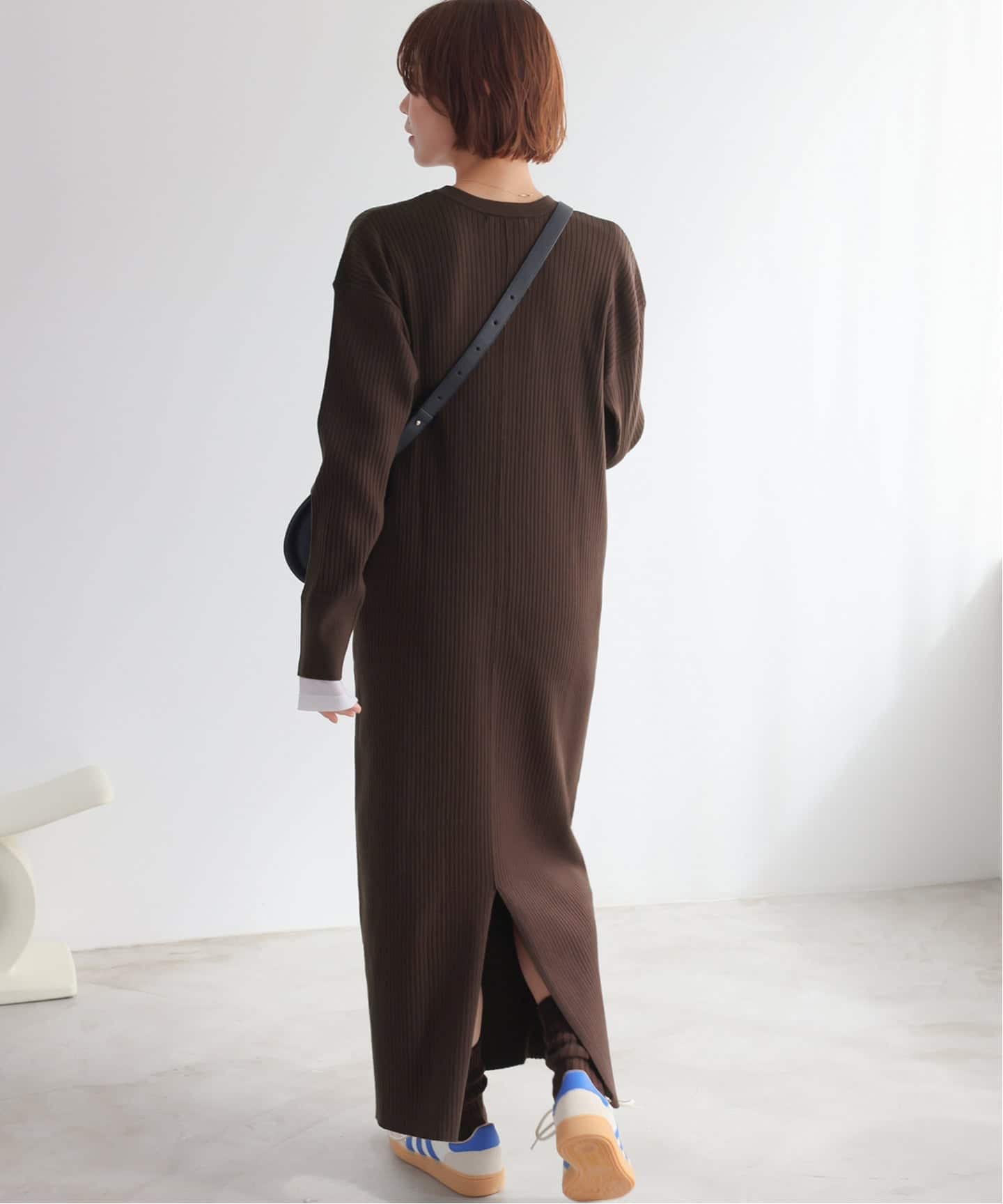 MULTI FUNC+】ヘンリーネックニットワンピース（ニットワンピース