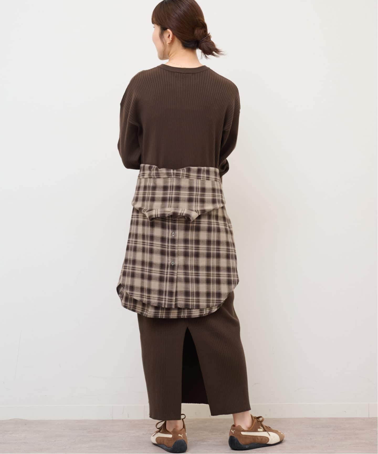 MULTI FUNC+】ヘンリーネックニットワンピース（ニットワンピース