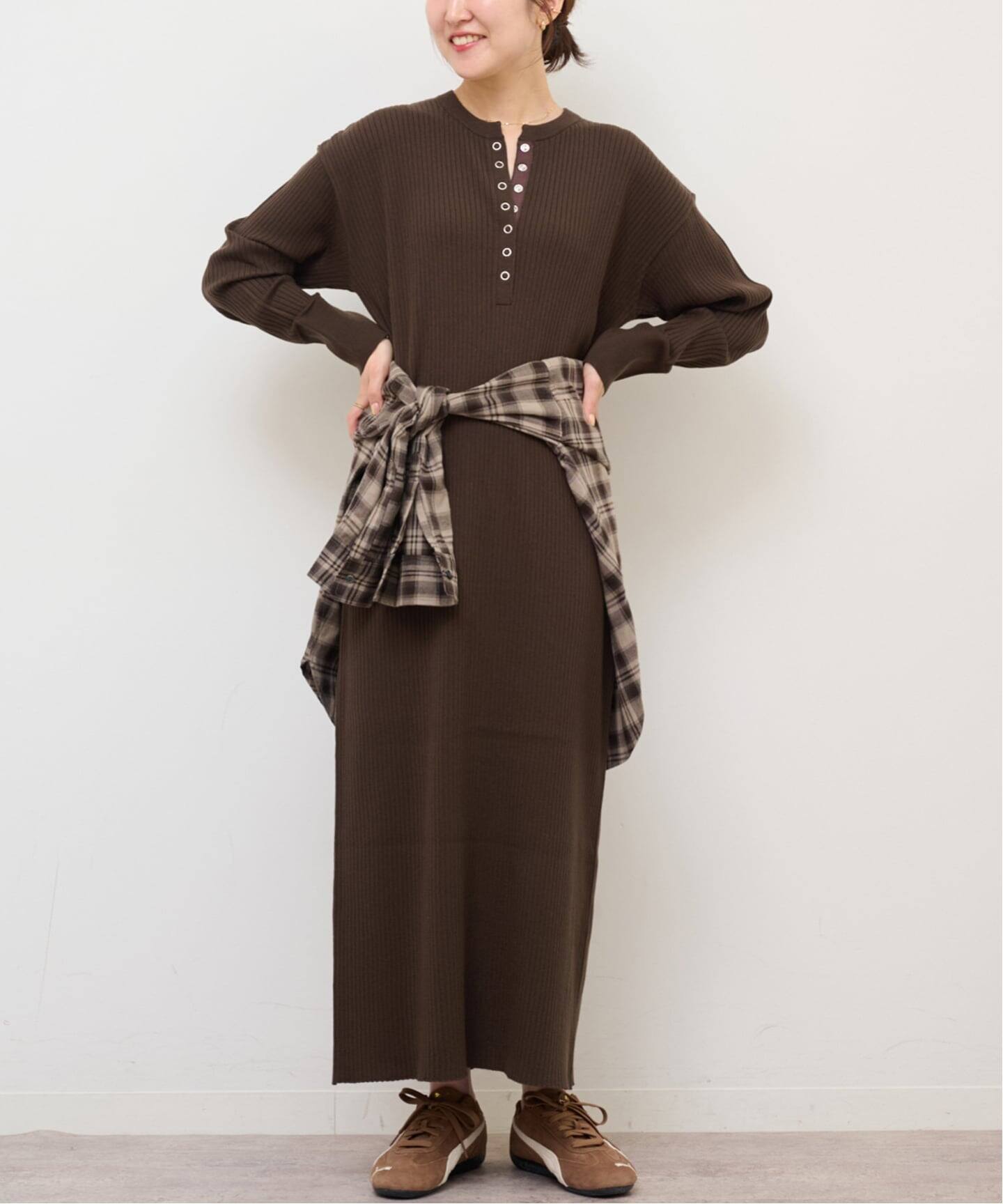 WEB限定追加予約》【MULTI FUNC+】ヘンリーネックニットワンピース