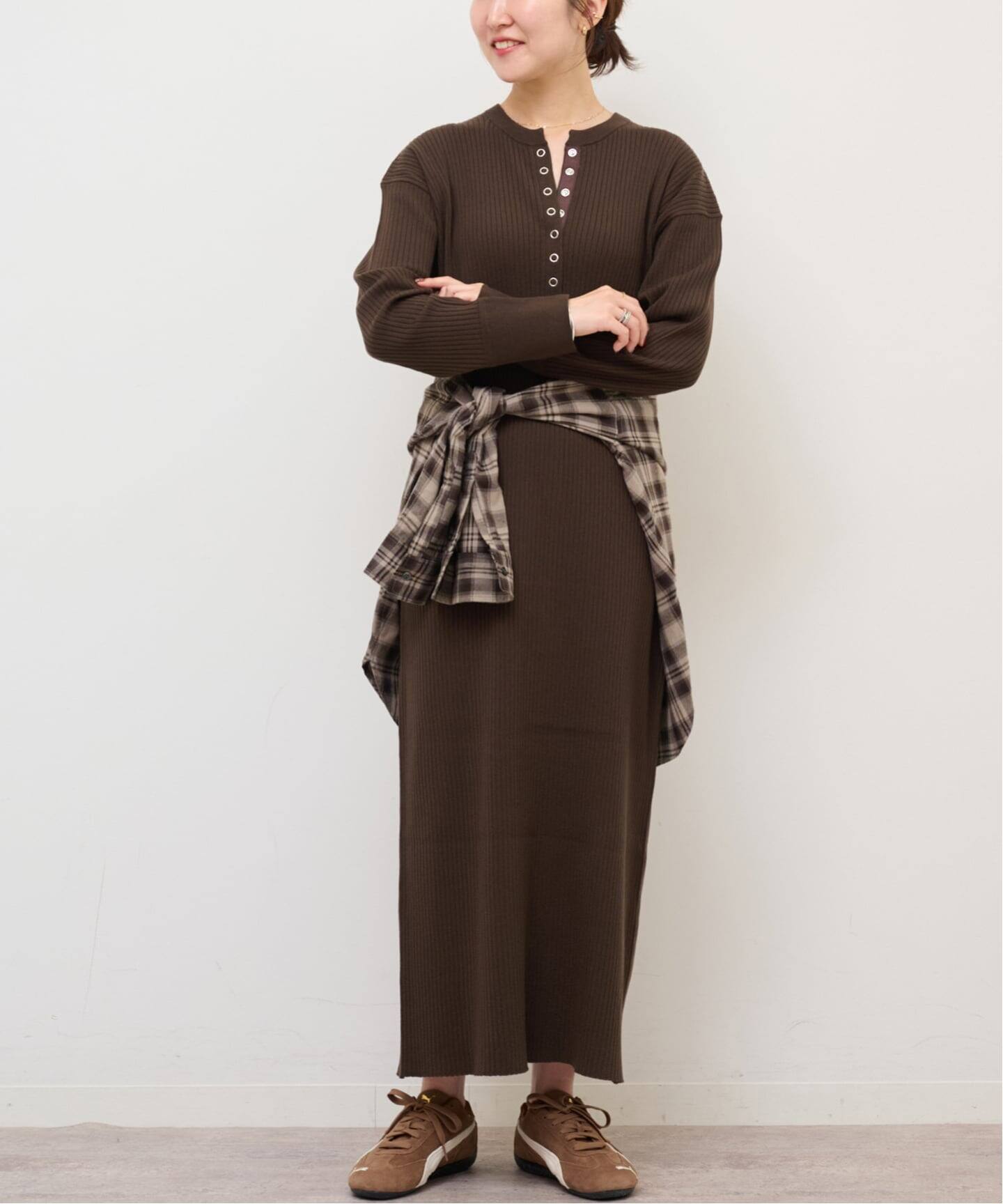 MULTI FUNC+　ヘンリーネックニットワンピース　ジャーナルスタンダード WEB限定追加予約》【MULTI FUNC+】ヘンリーネックニットワンピース