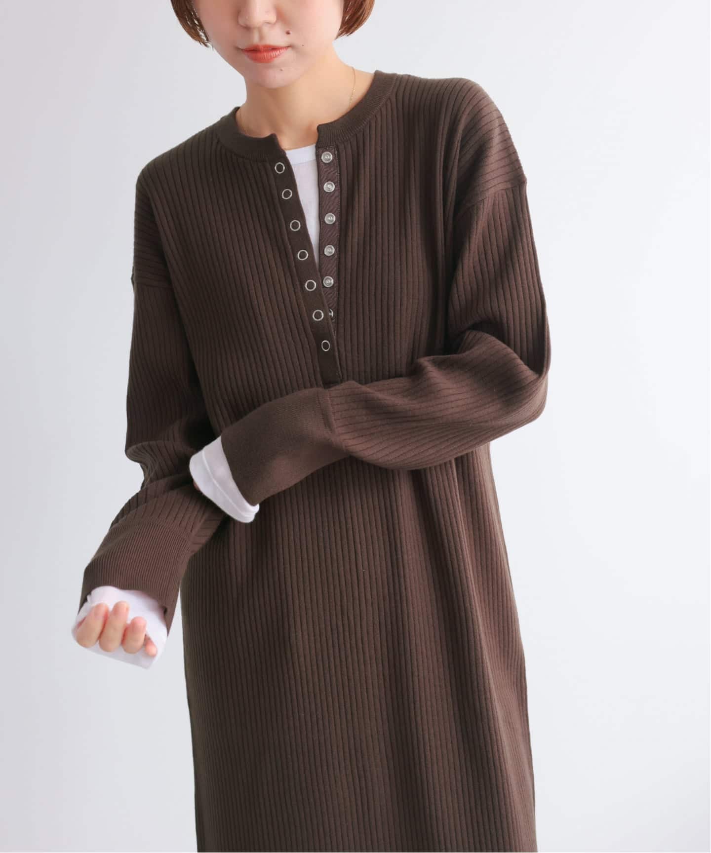 MULTI FUNC+　ヘンリーネックニットワンピース　ジャーナルスタンダード WEB限定追加予約》【MULTI FUNC+】ヘンリーネックニットワンピース